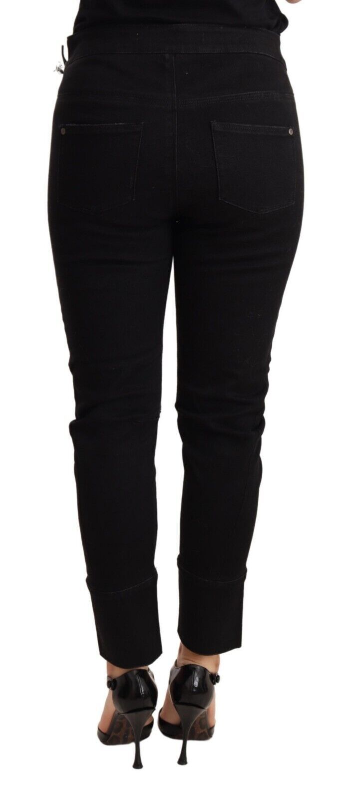 Ermanno Scervino Black Skinny Slim Trouser Cotton Jeans with Low Waist