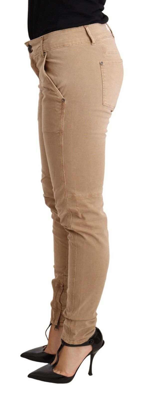 Ermanno Scervino Brown Skinny Denim Pants with Low Waist Cotton Jeans