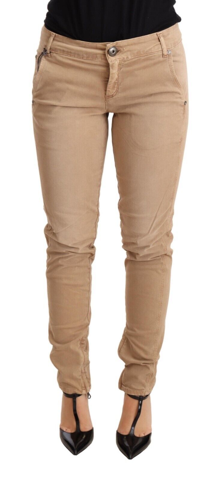 Ermanno Scervino Brown Skinny Denim Pants with Low Waist Cotton Jeans