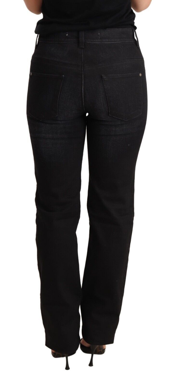 Ermanno Scervino Black Washed Straight Denim Pants Cotton Jeans