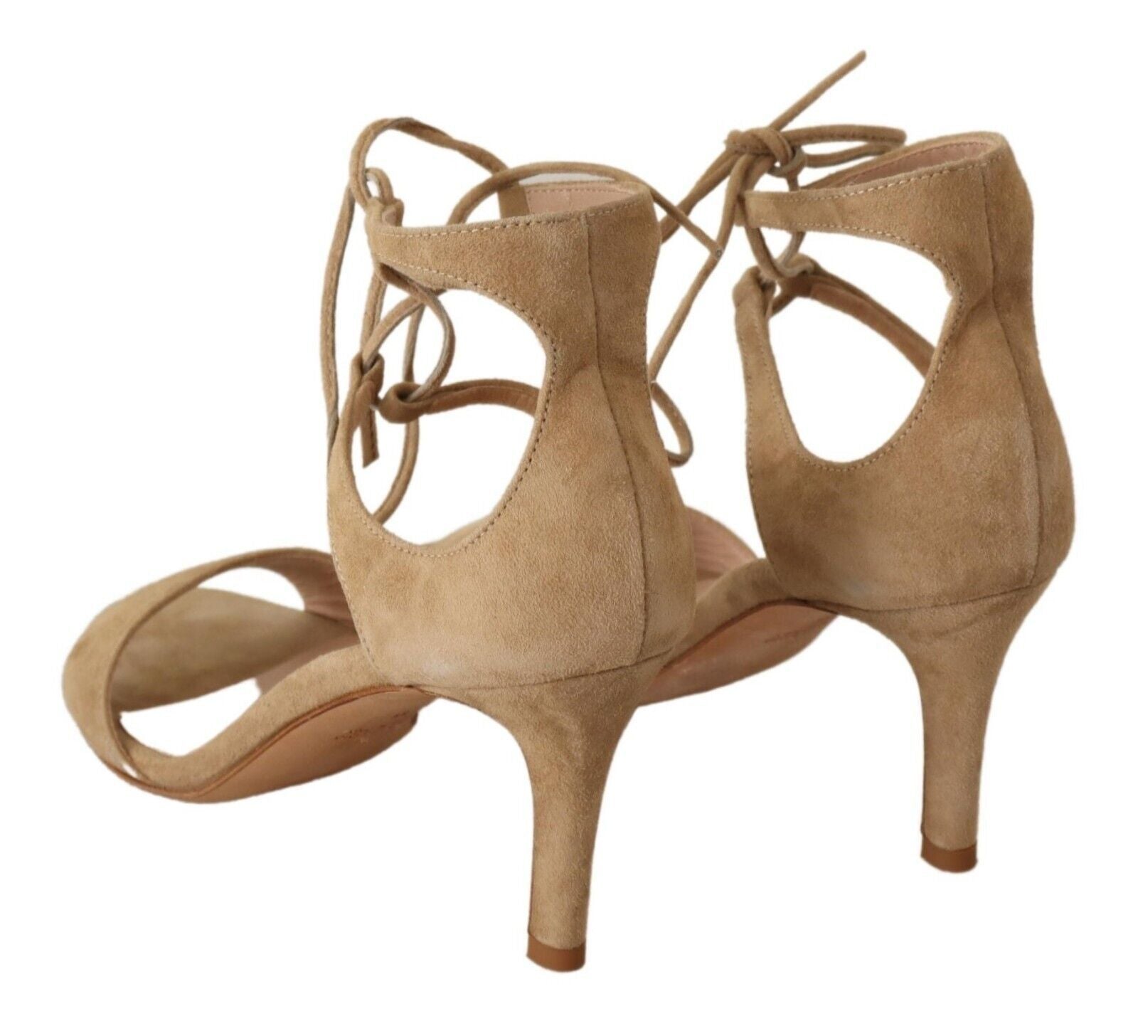 Maria Christina Beige Suede Strappy Pumps Shoes