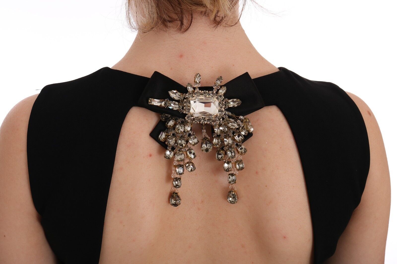 Dolce & Gabbana Schwarzes Stretch-Kristall-Etuikleid