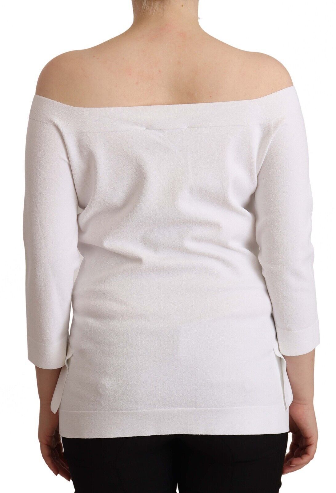 EXTERIOR Weiß Langärmeliges schulterfreies Damen Top Bluse