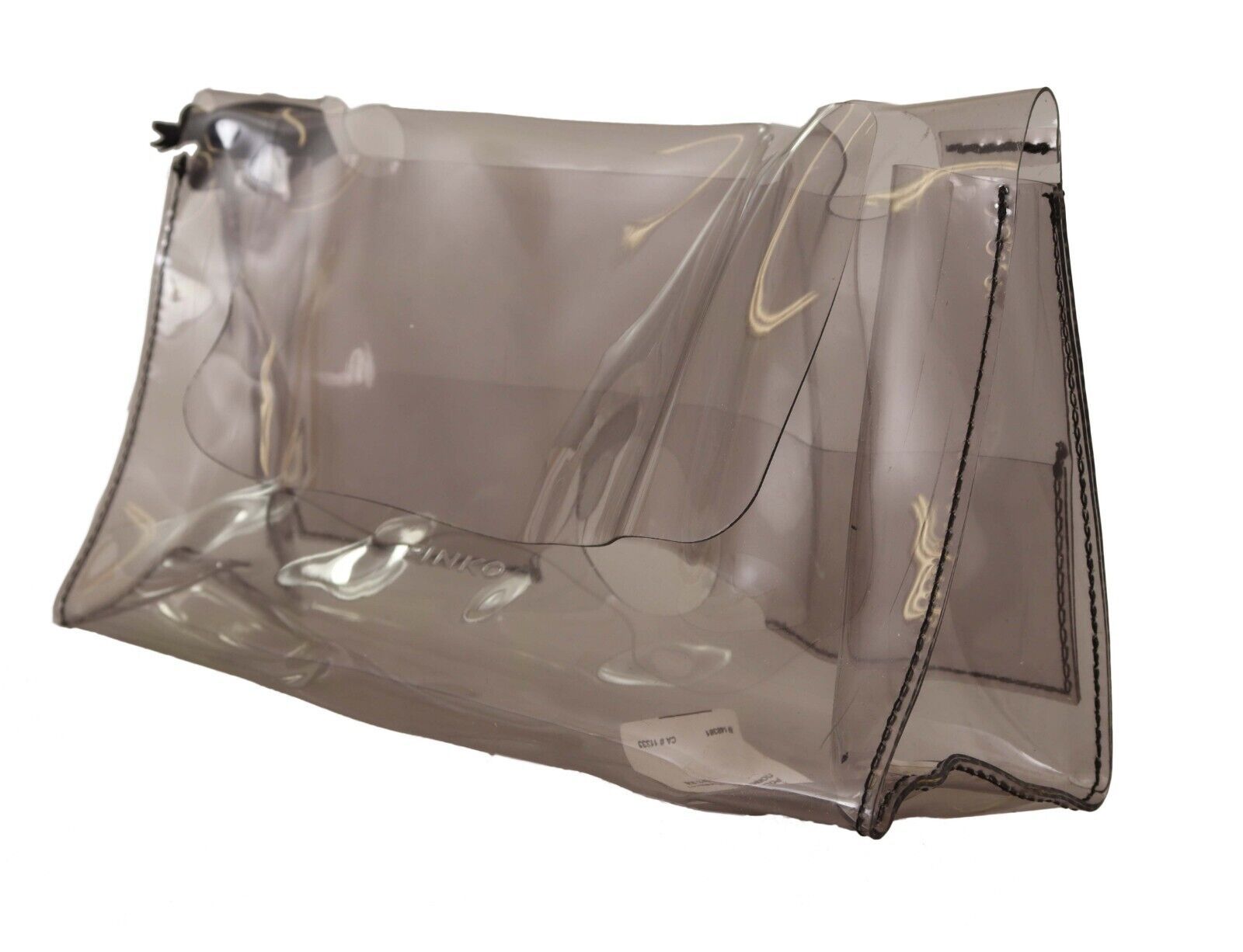 PINKO Black Transparent Plastic Bag Handbag Clutch Bag