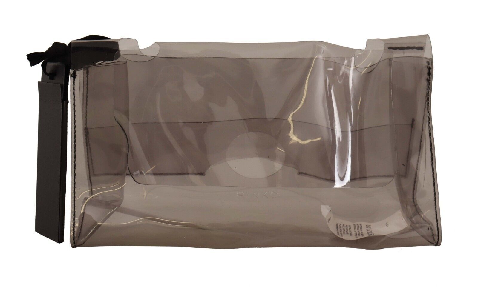 PINKO Black Transparent Plastic Bag Handbag Clutch Bag