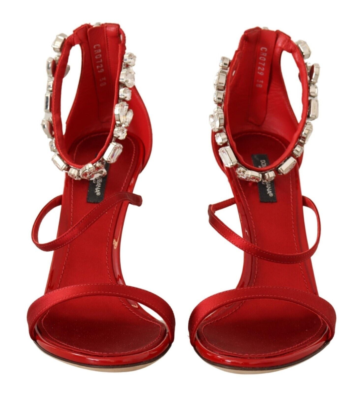 Dolce &amp; Gabbana Red crystal-embellished heel sandals