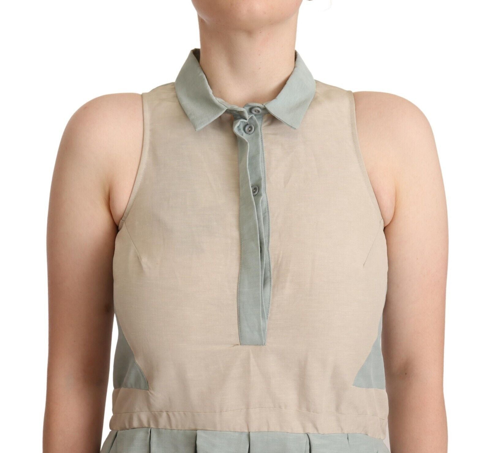 Comeforbreakfast Multicolor Ärmelloses Etuikleid mit Kragen