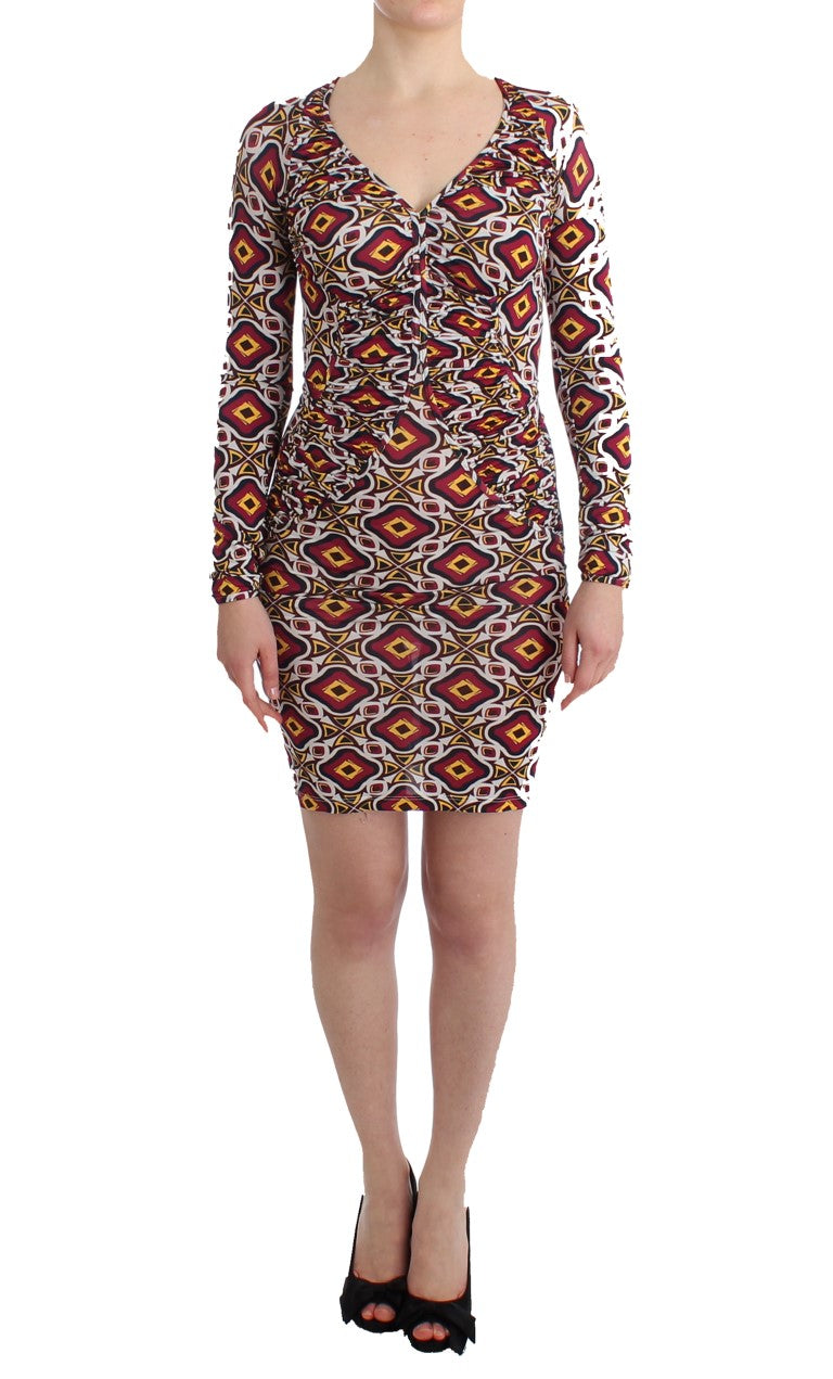 GF Ferre Multicolor Long-Sleeved Viscose Shift Dress