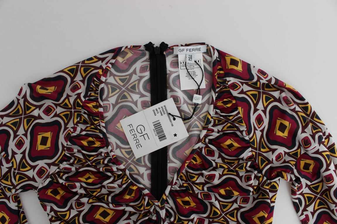 GF Ferre Multicolor Long-Sleeved Viscose Shift Dress