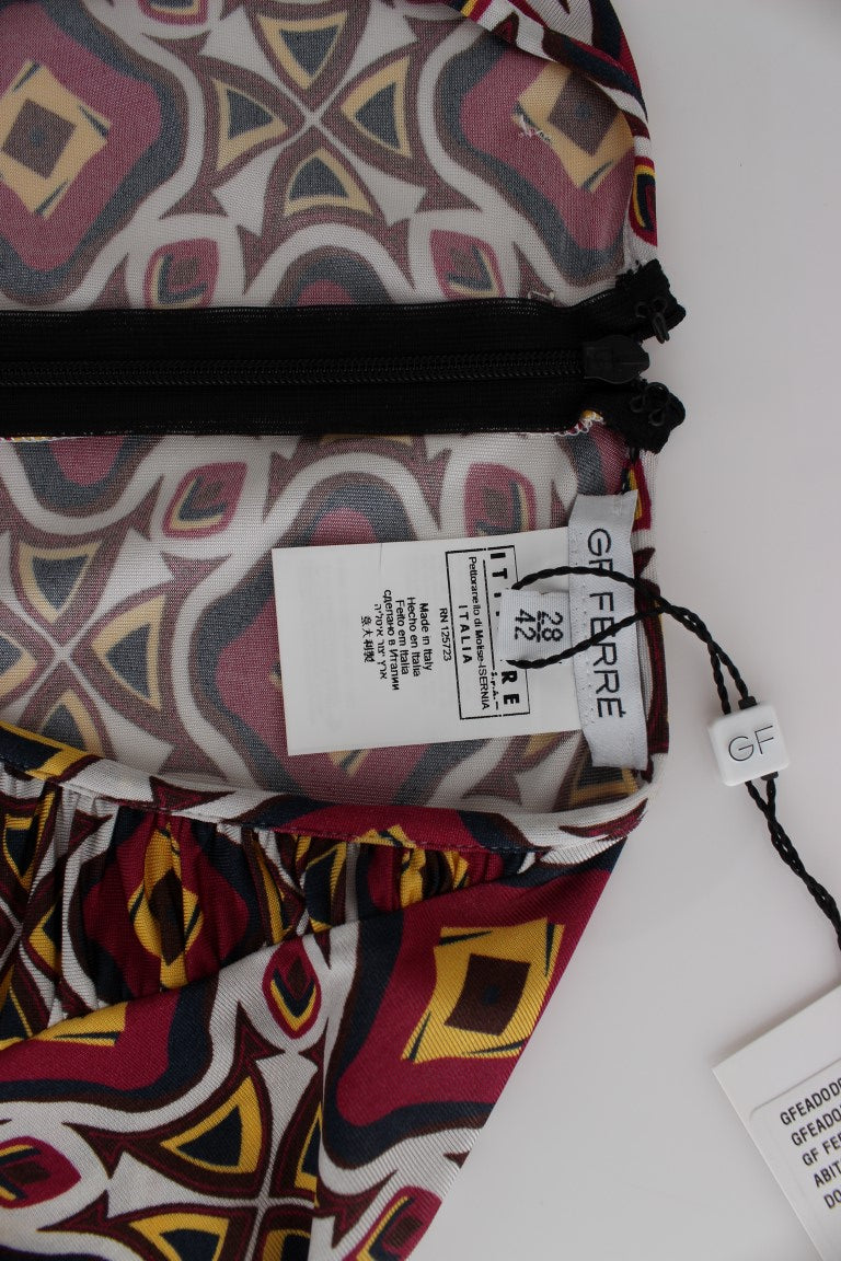 GF Ferre Multicolor Long-Sleeved Viscose Shift Dress