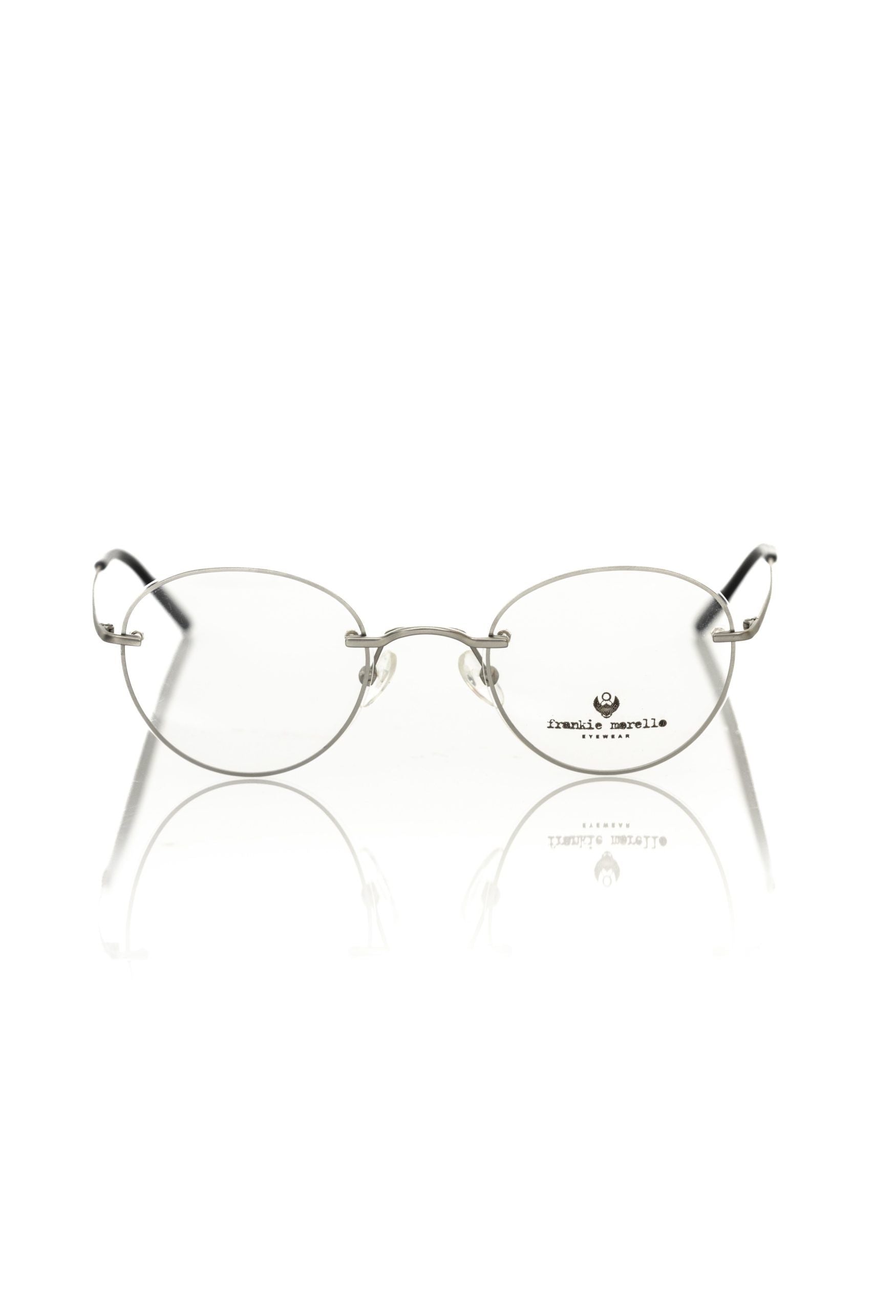 Frankie Morello Silberne Herrenbrille im Metallic-Look