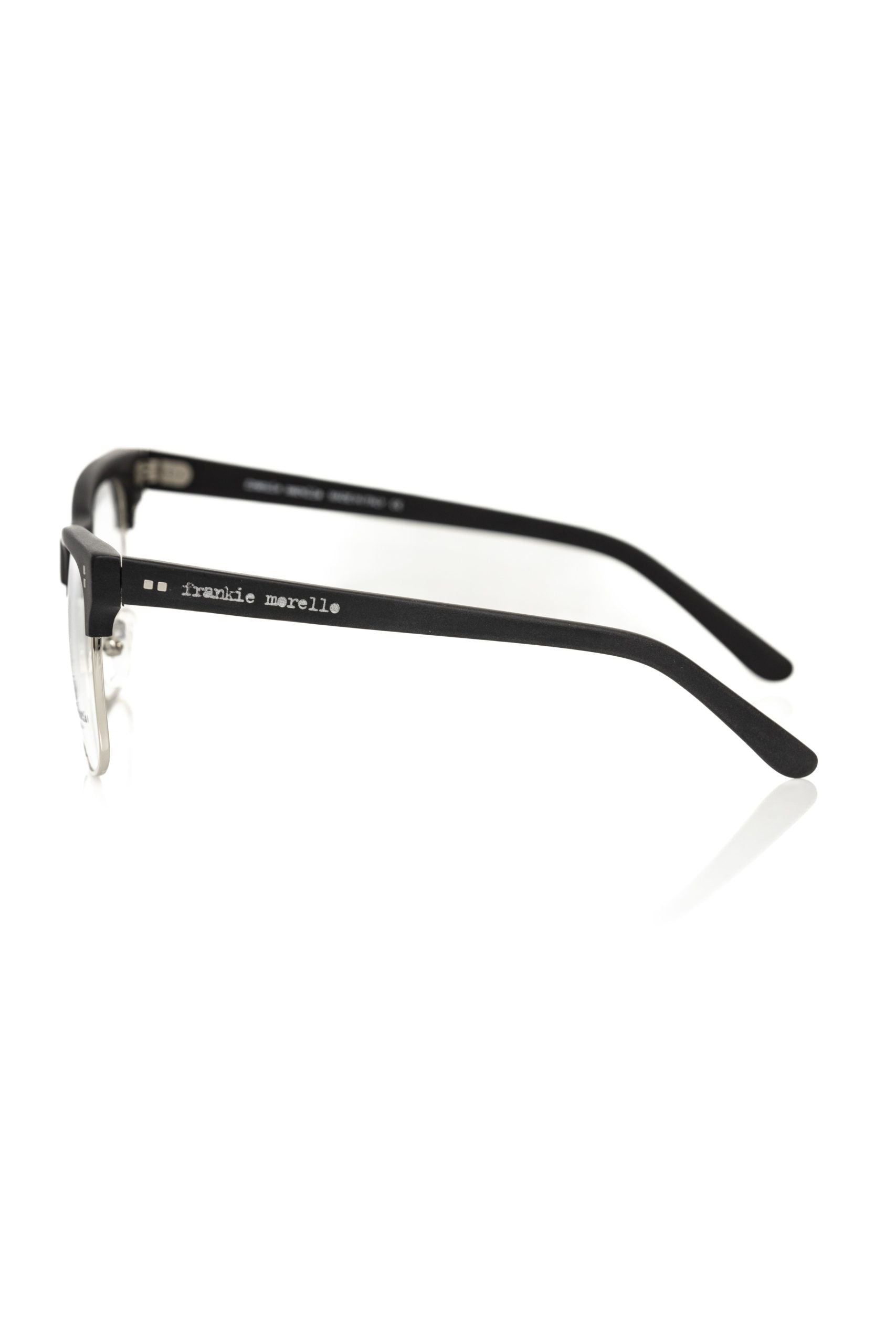 Frankie Morello Black Metal Eyeglass Frames for Men
