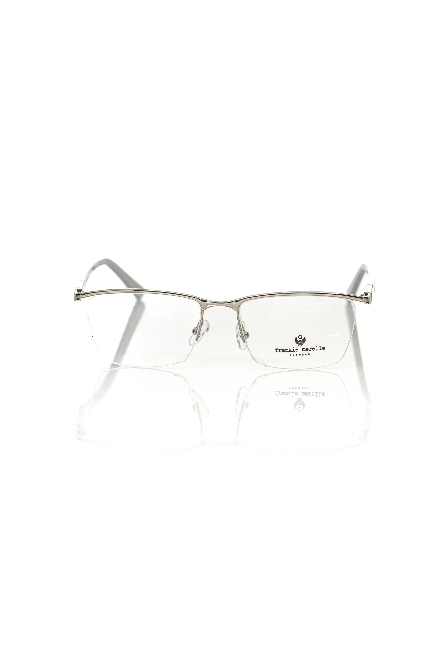 Frankie Morello Silberne Herrenbrille im Metallic-Look