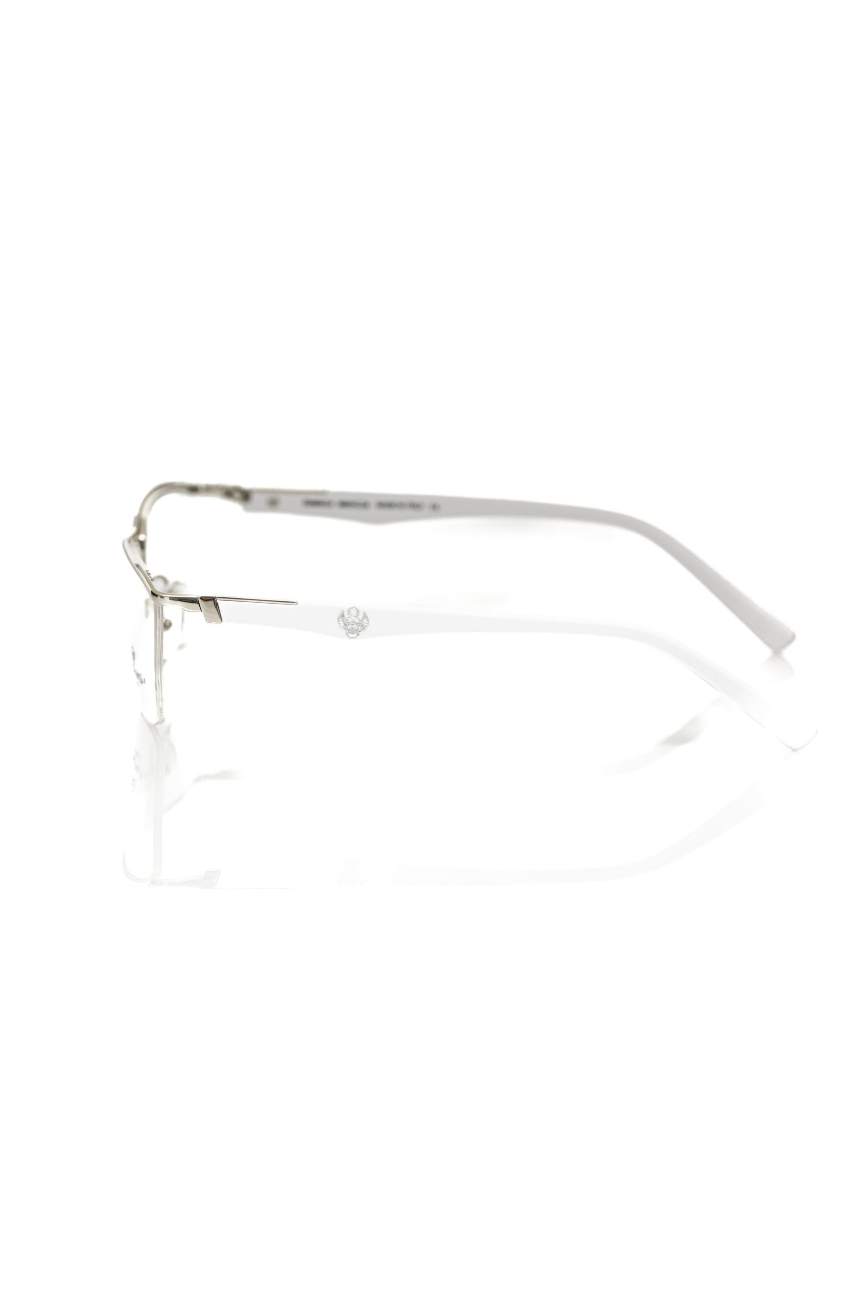 Frankie Morello Silberne Herrenbrille im Metallic-Look