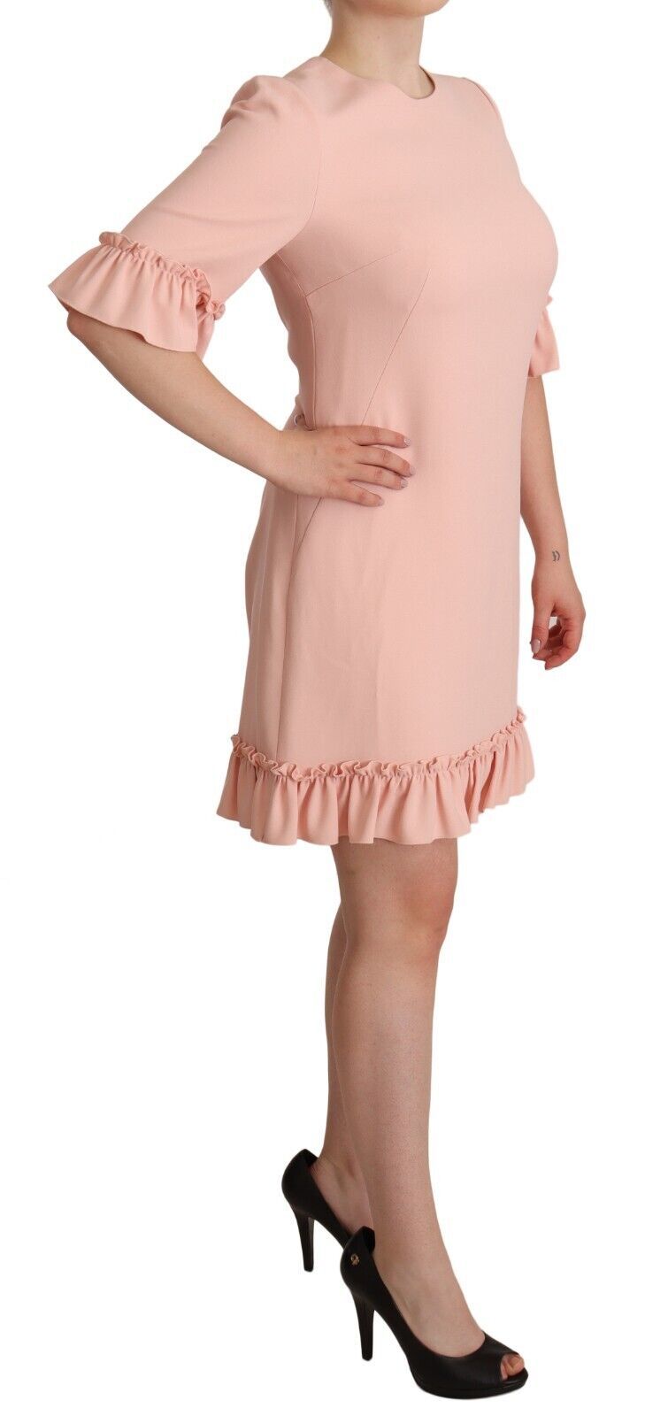 Dolce &amp; Gabbana sheath dress with ruffled sleeves in pink