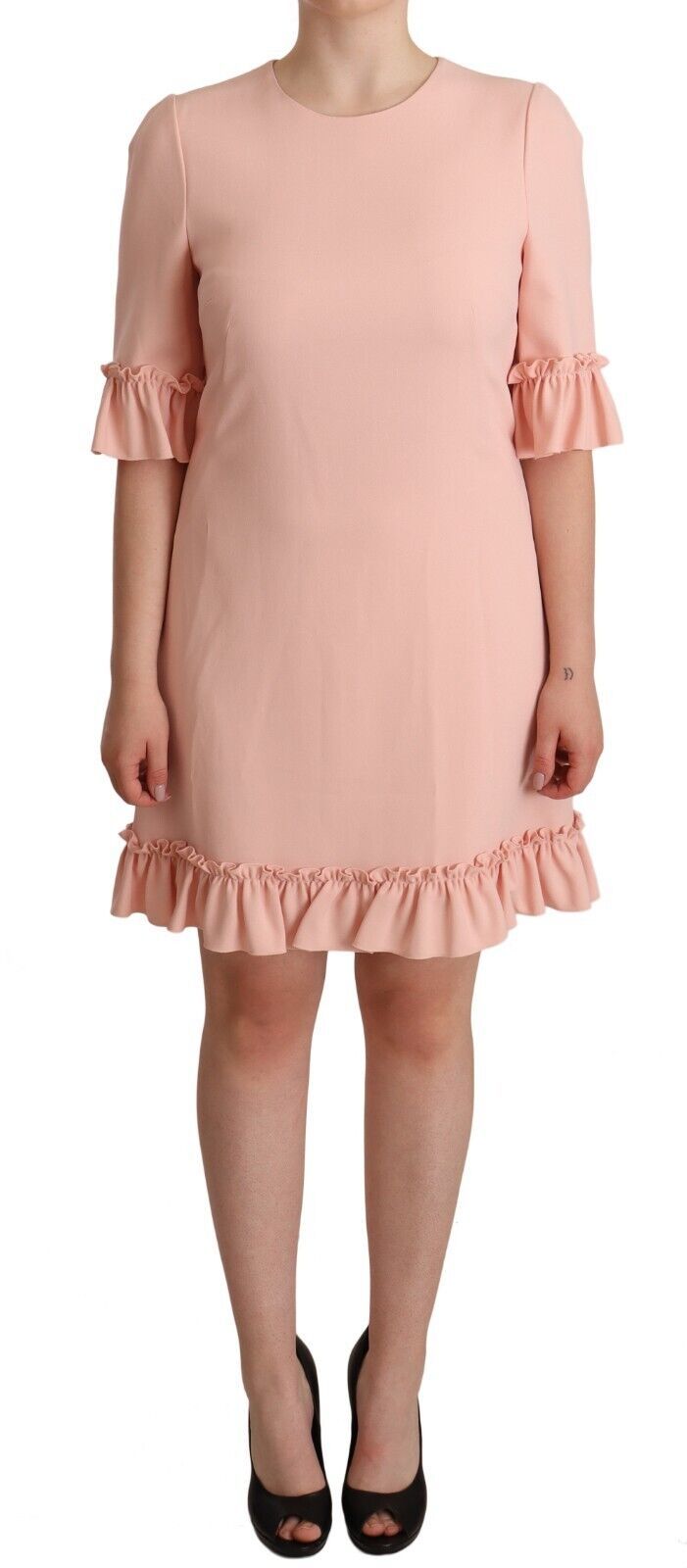 Dolce &amp; Gabbana sheath dress with ruffled sleeves in pink
