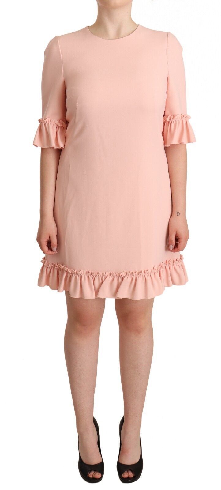 Dolce &amp; Gabbana sheath dress with ruffled sleeves in pink