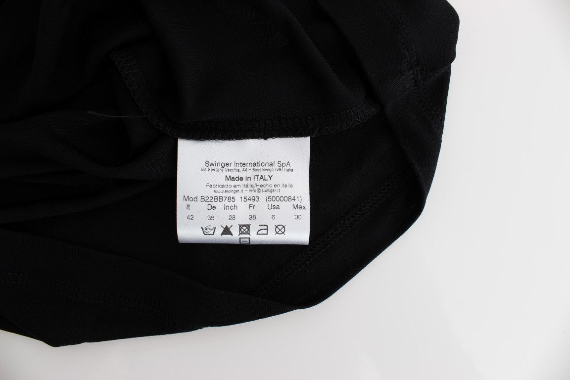 Roccobarocco Schwarzes verschönertes Jersey-Mini-Etuikleid