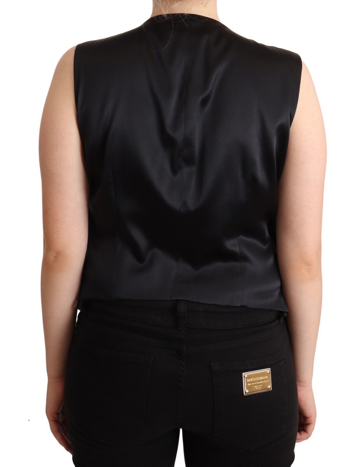 Dolce &amp; Gabbana Black Button Down Sleeveless Vest Waistcoat Top