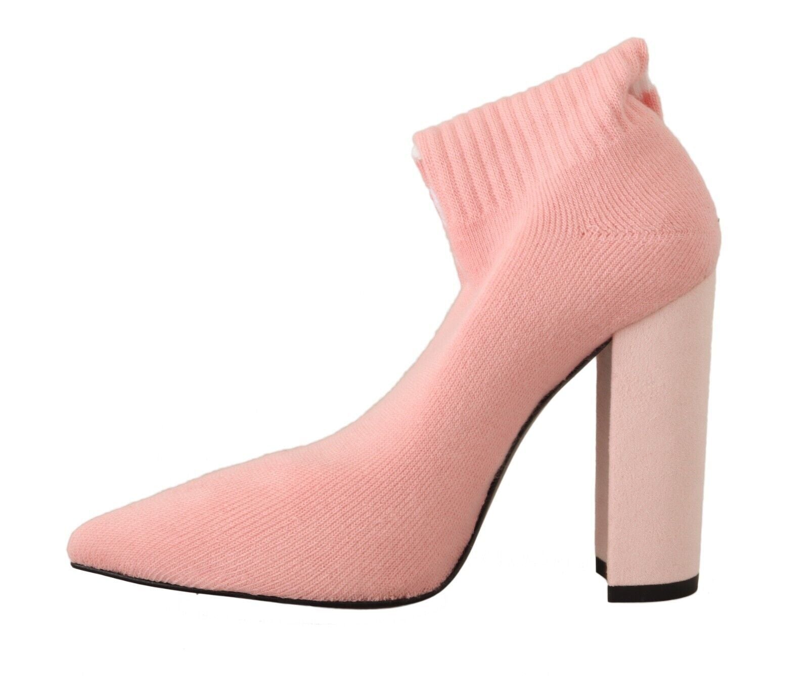 GCDS Pink Suede Logo Sock Block Heel Ankle Boots Shoes