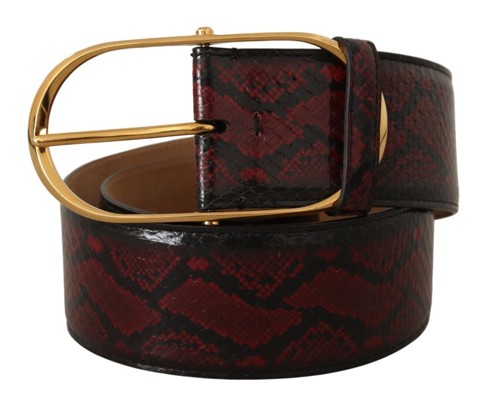 Dolce &amp; Gabbana red exotic leather belt with oval buckle
