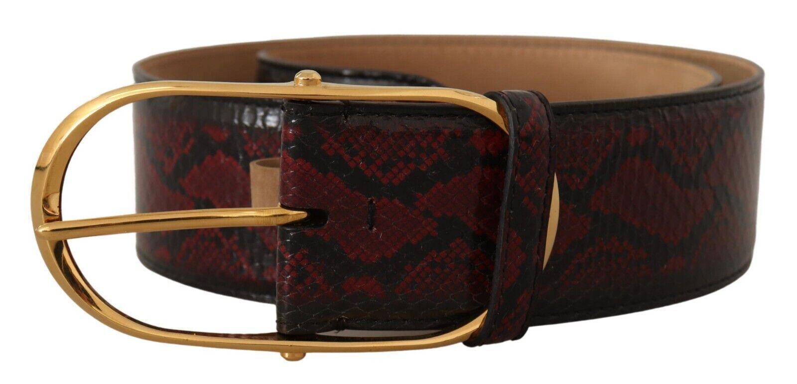 Dolce &amp; Gabbana red exotic leather belt with oval buckle
