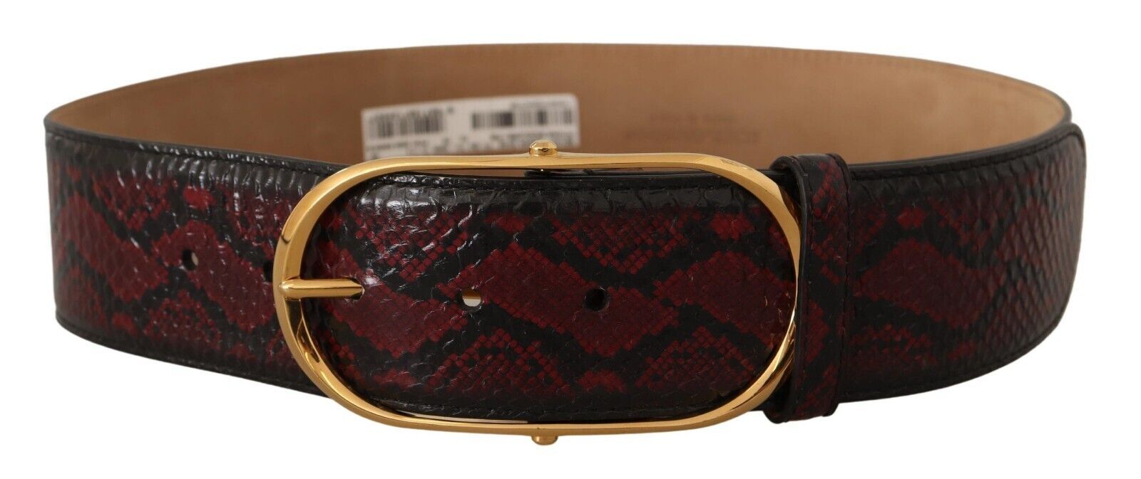 Dolce &amp; Gabbana red exotic leather belt with oval buckle
