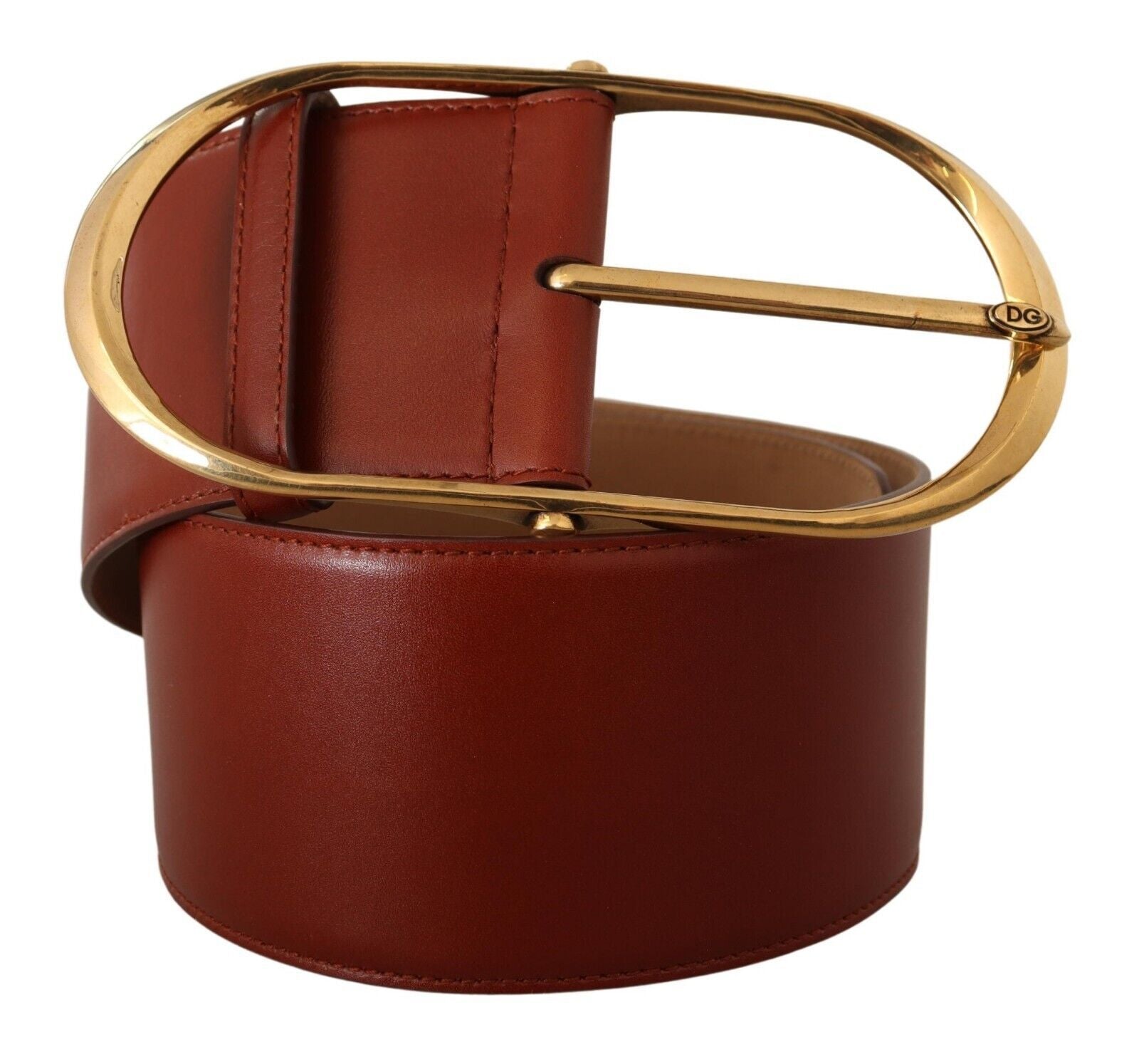 Dolce &amp; Gabbana Elegant maroon leather belt with gold accents