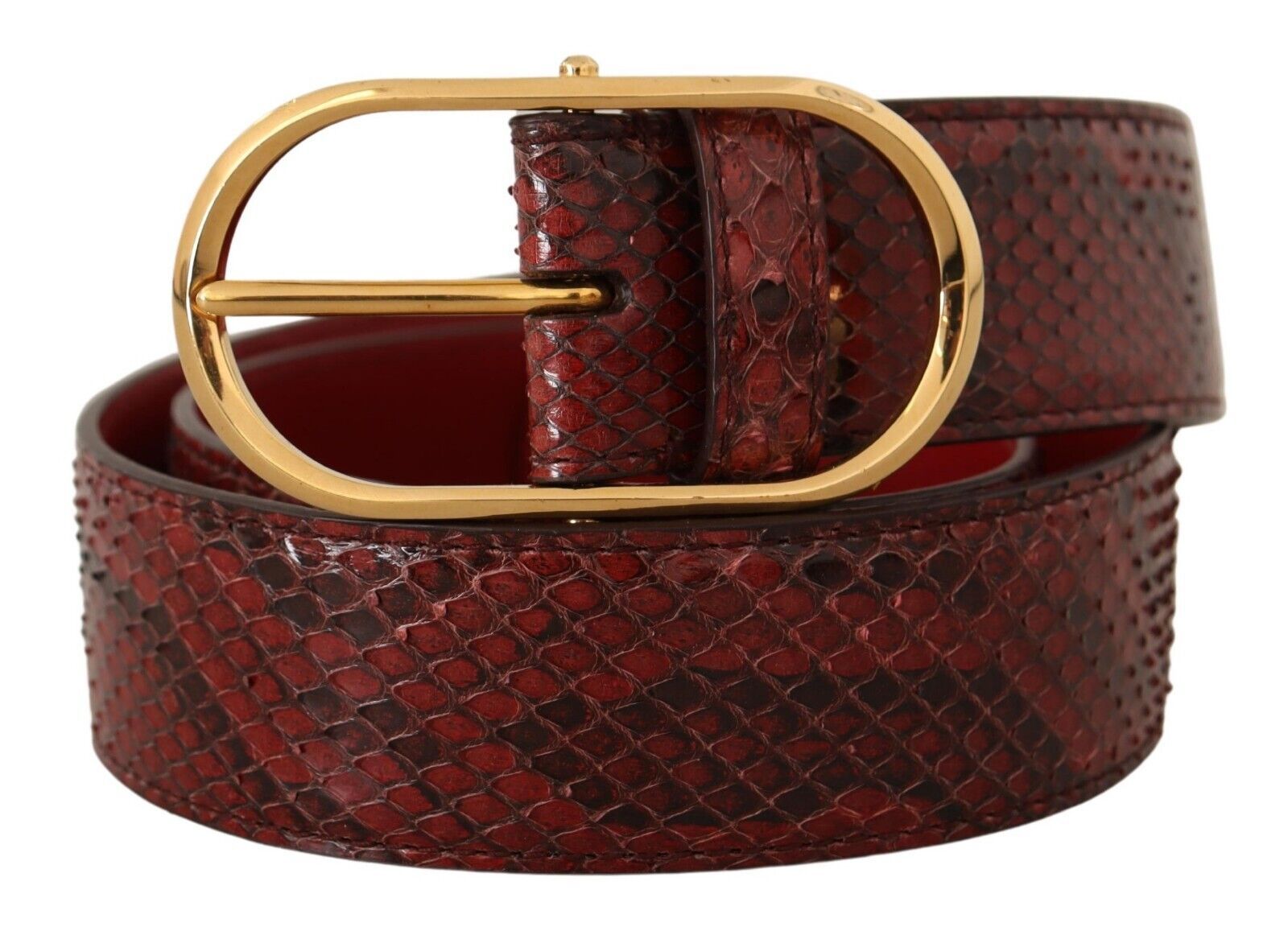 Dolce &amp; Gabbana red exotic leather belt with oval buckle