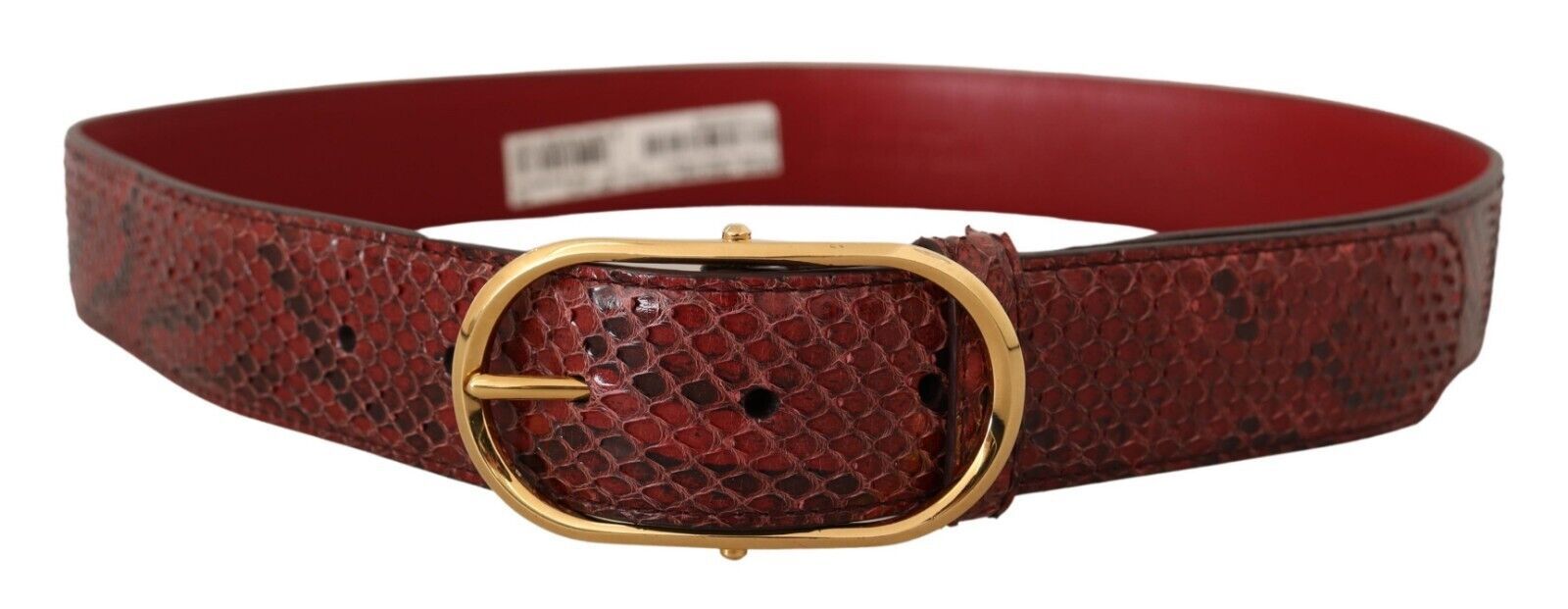 Dolce &amp; Gabbana red exotic leather belt with oval buckle