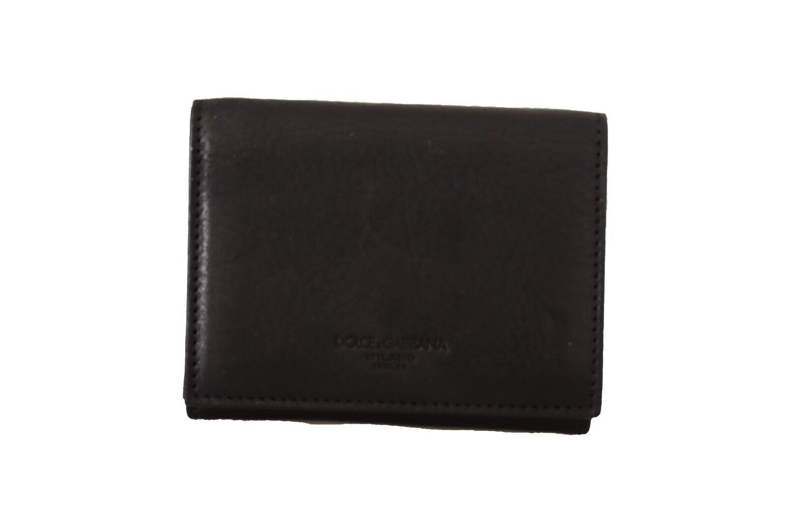 Dolce &amp; Gabbana Black Leather Trifold Wallet Belt Multi Kit Wallet