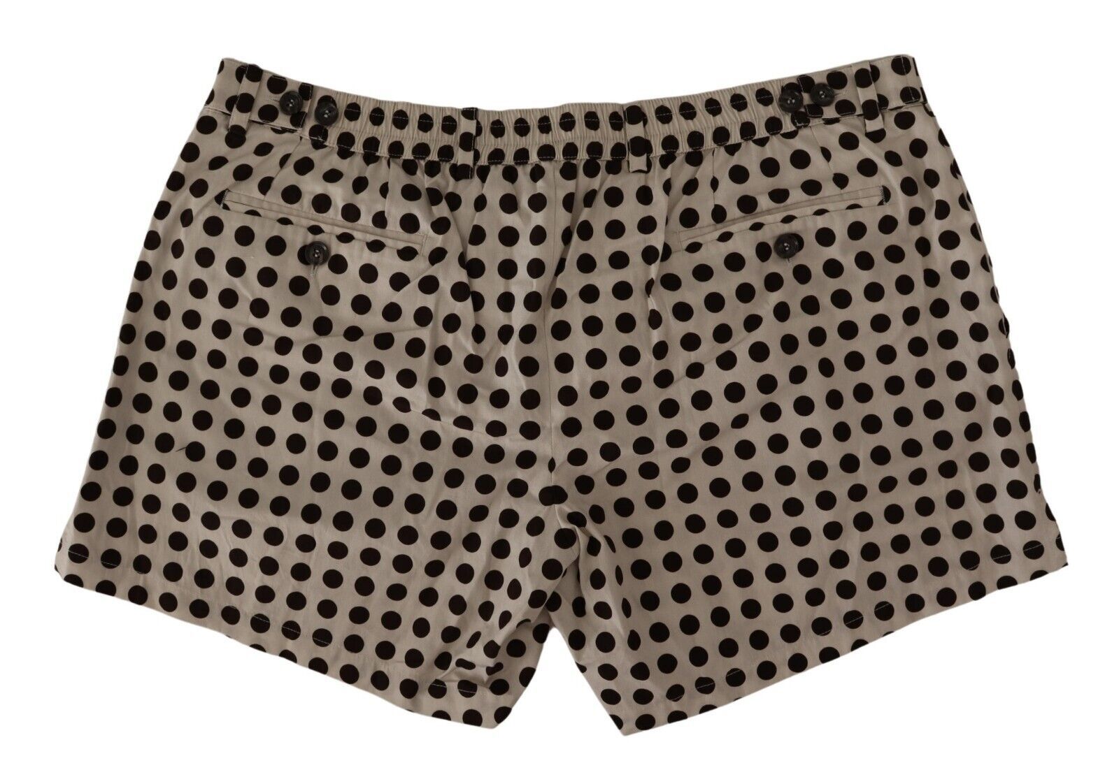 Dolce & Gabbana Schwarz-weiß gepunktete Baumwoll-Leinen-Shorts