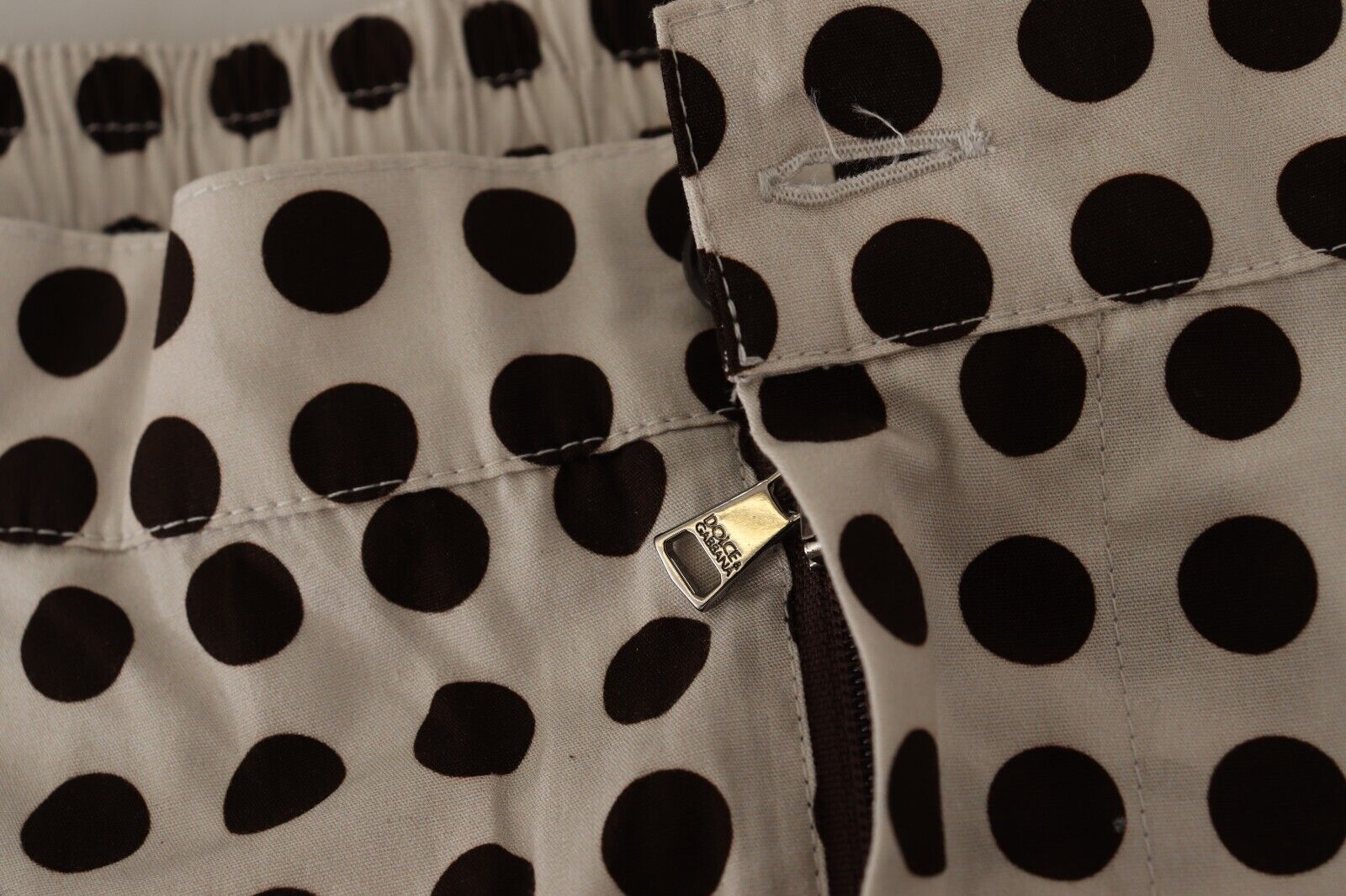Dolce &amp; Gabbana black and white polka dot cotton-linen shorts