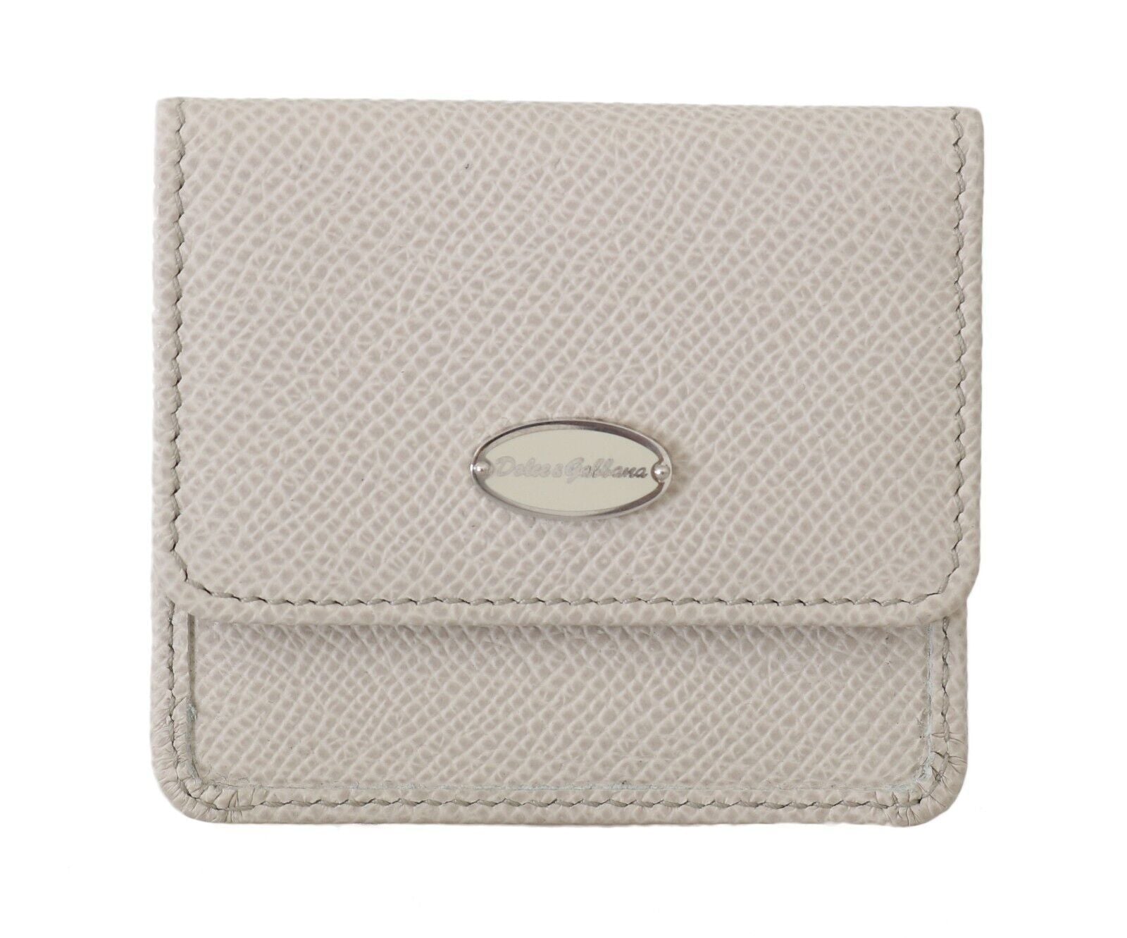 Dolce &amp; Gabbana White Dauphine Leather Holder Bag Wallet Condom Case