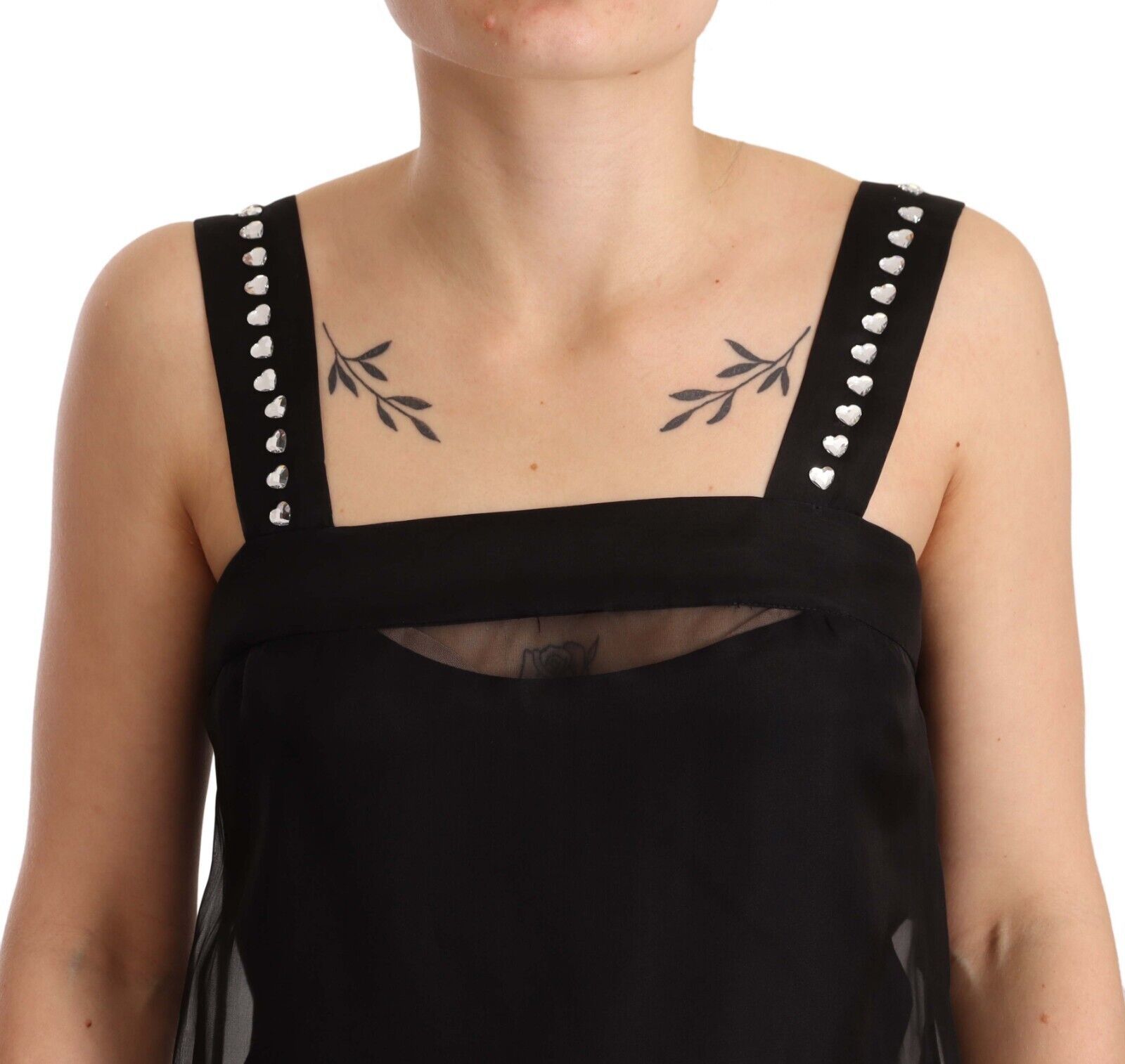 Dolce & Gabbana Schwarzes Seiden-Stretch-Kristall-Minikleid