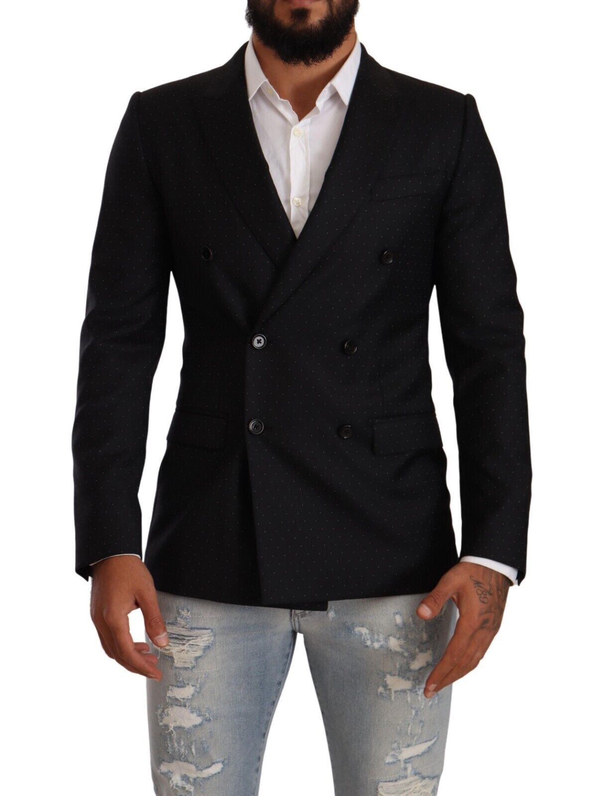 Dolce &amp; Gabbana Black Polka Dot Double Breasted MARTINI Jacket