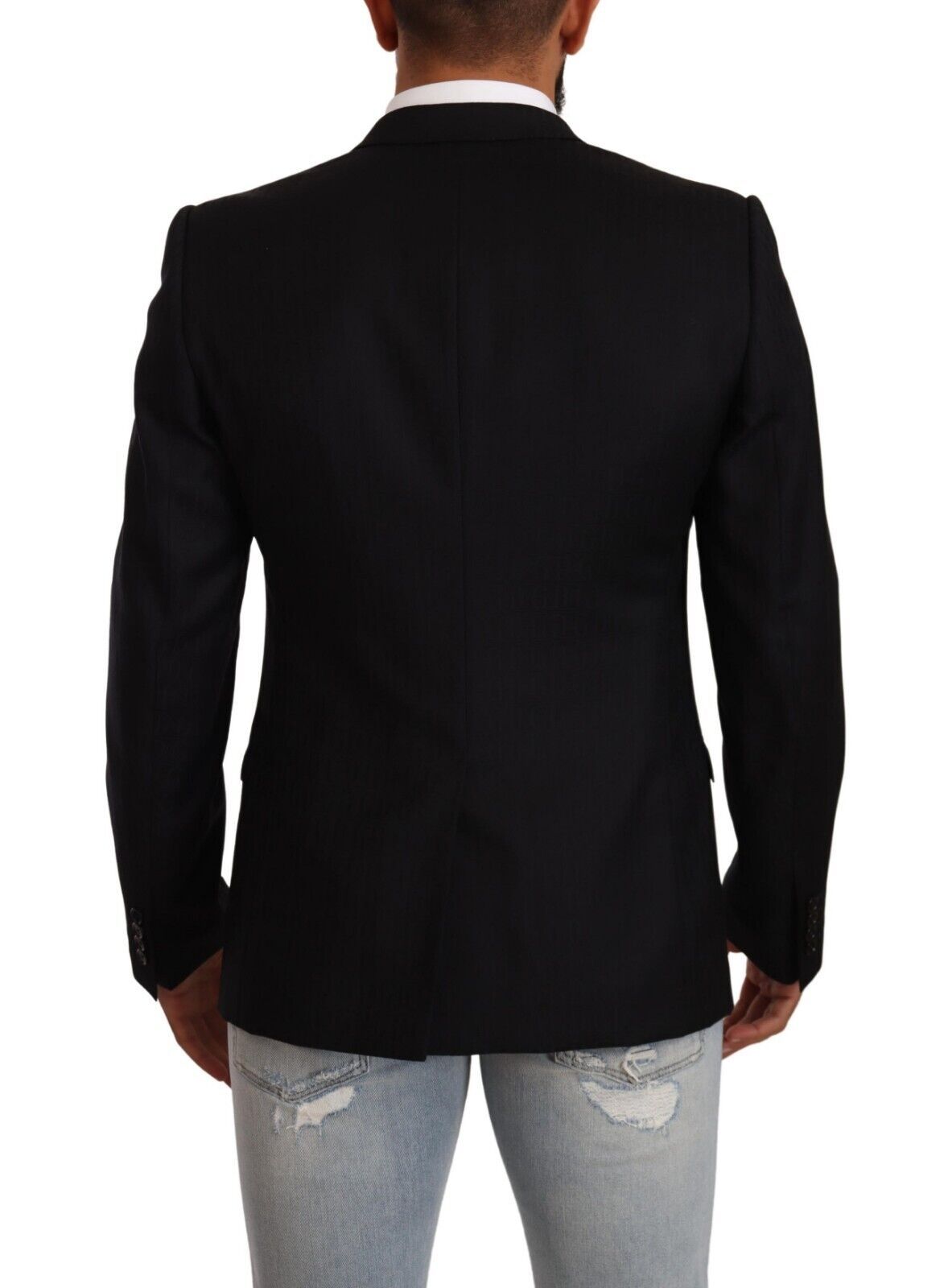 Dolce &amp; Gabbana Black Single-Breasted Wool Suit GOLD Jacket