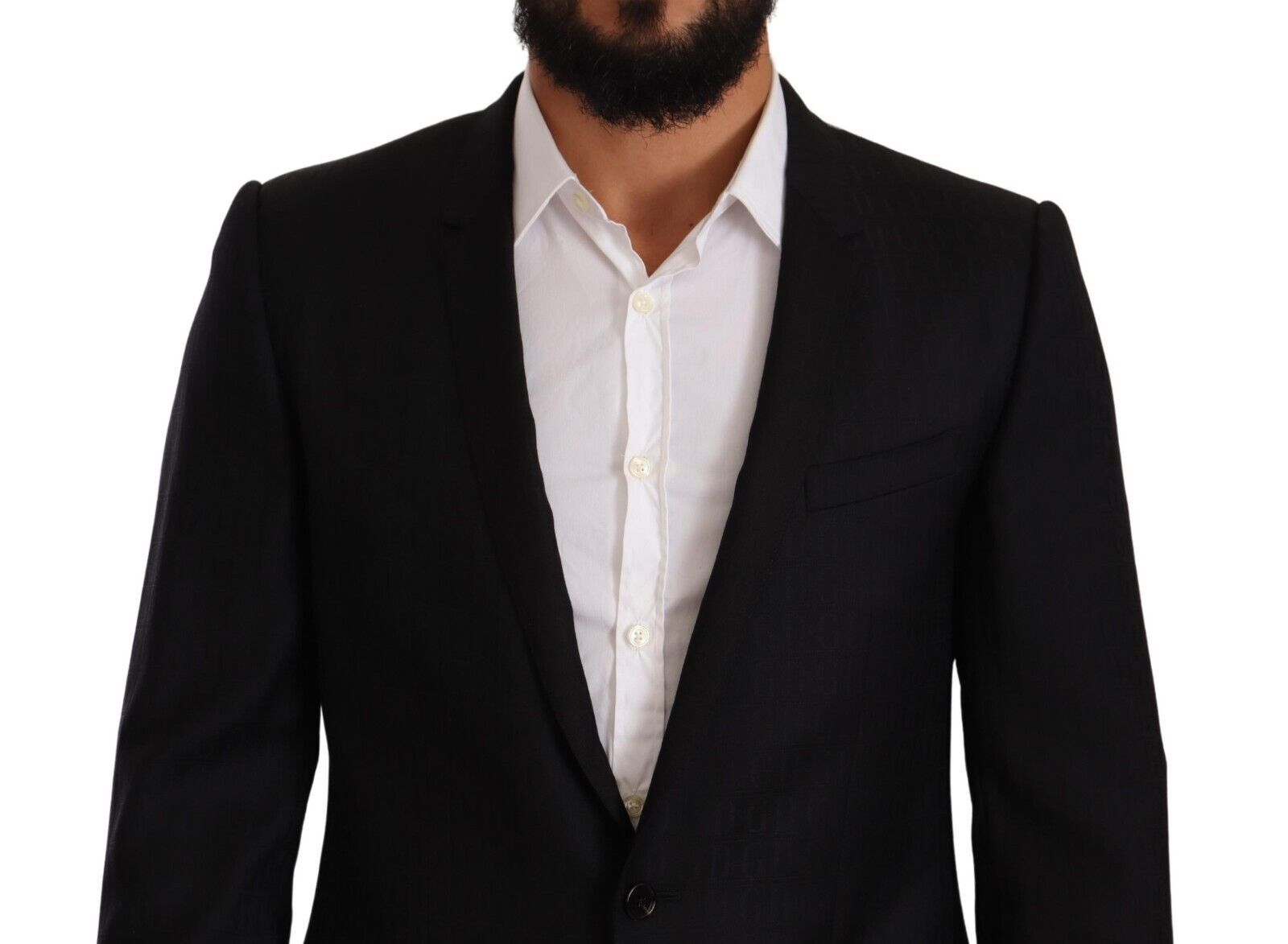 Dolce &amp; Gabbana Black Single-Breasted Wool Suit GOLD Jacket