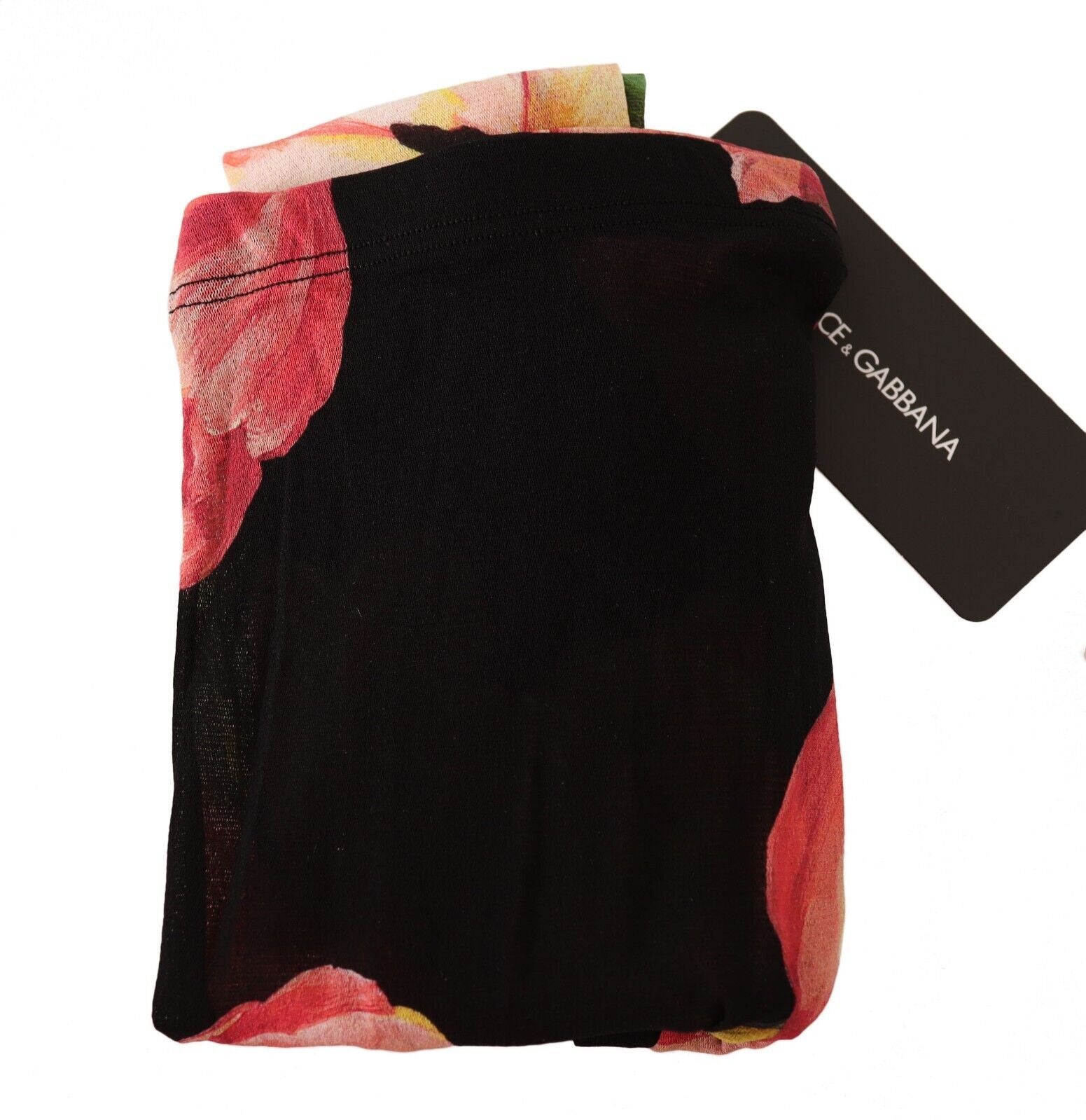 Dolce & Gabbana Schwarze Nylonstrümpfe mit Blumendruck