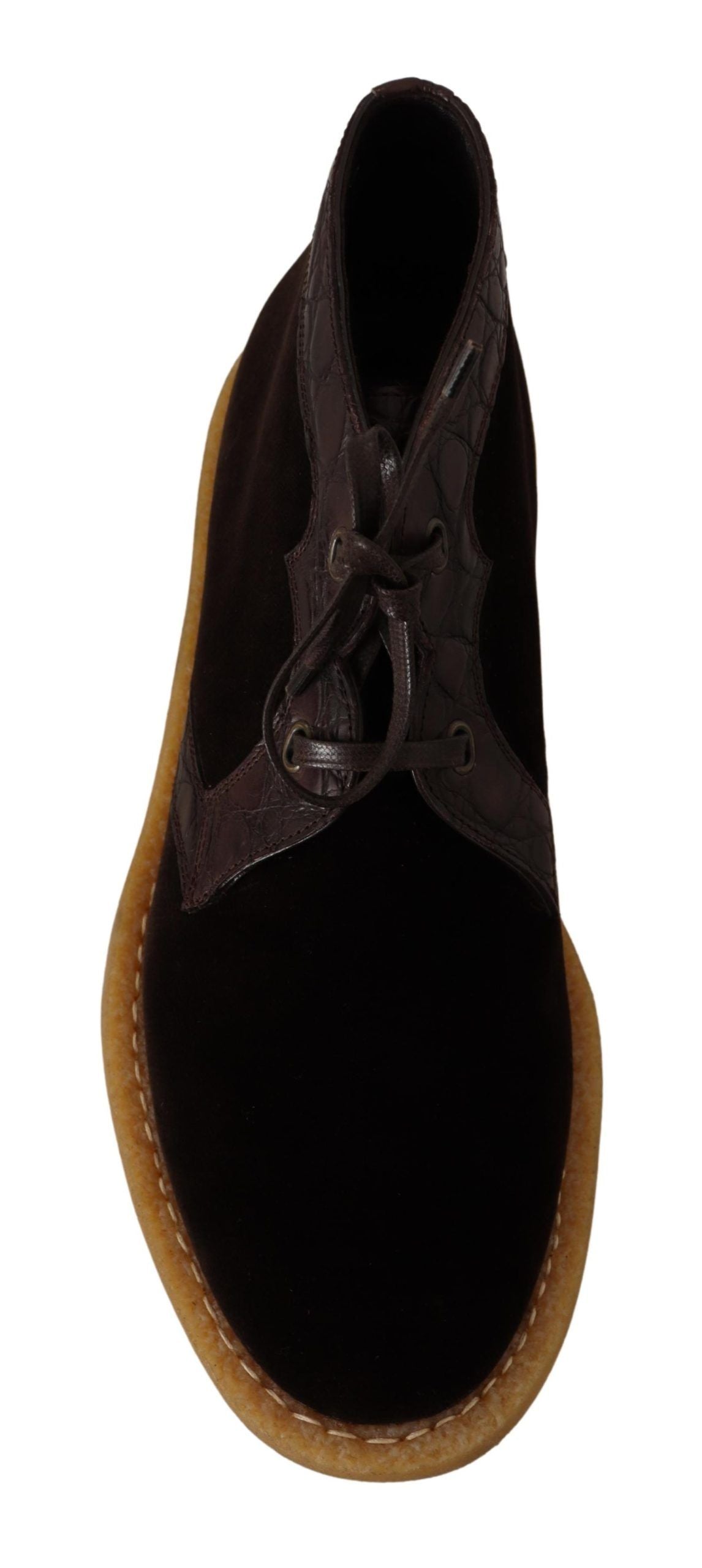 Dolce &amp; Gabbana Exotic leather boots in brown velvet