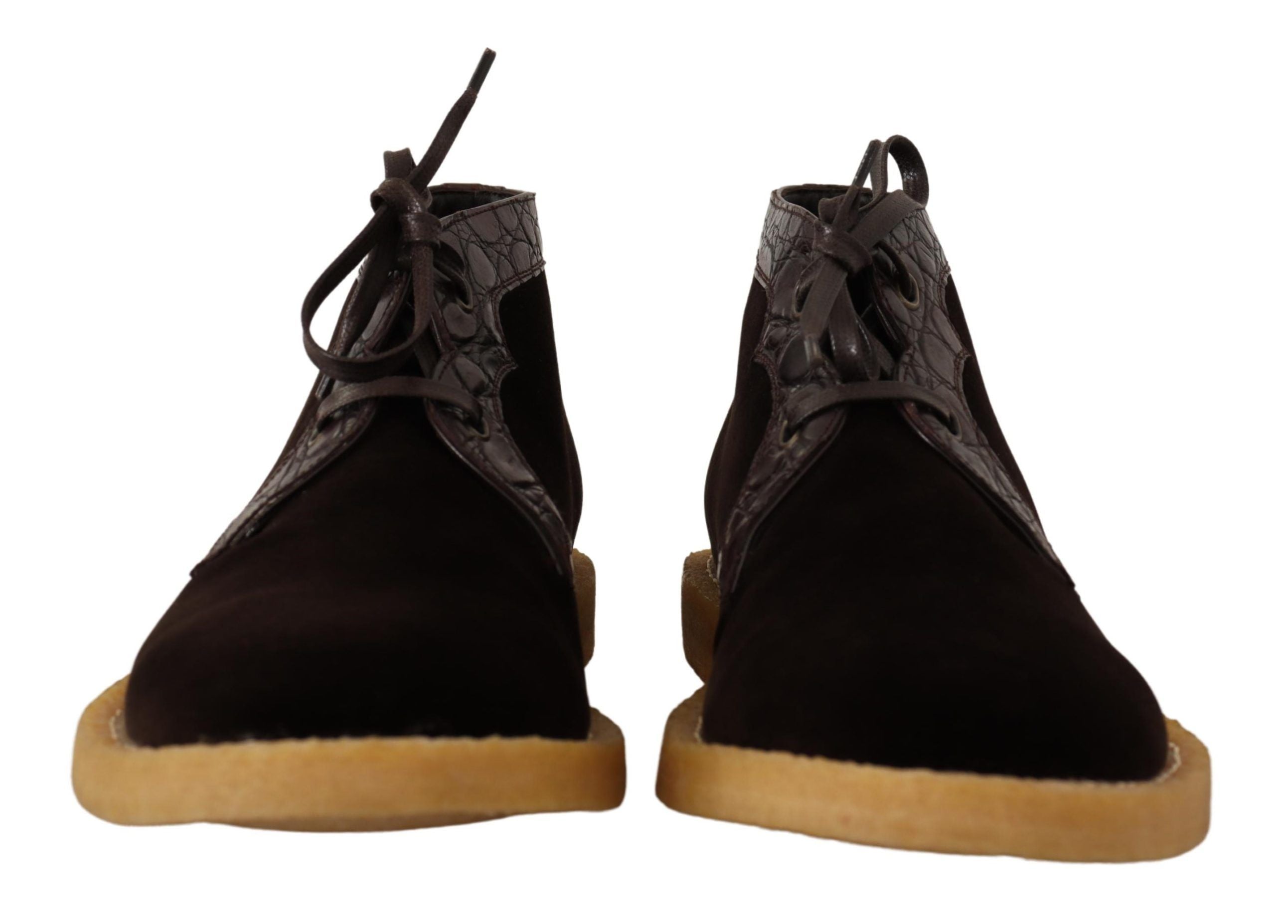 Dolce &amp; Gabbana Exotic leather boots in brown velvet