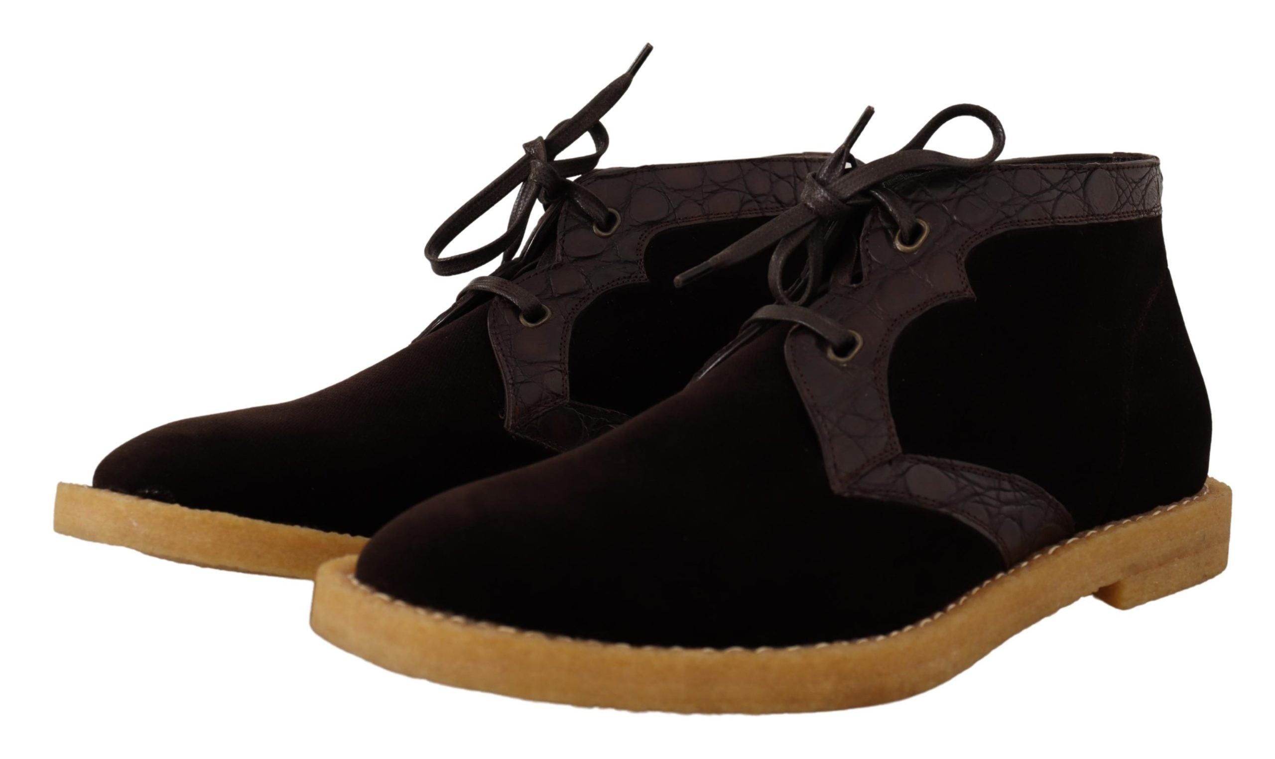 Dolce &amp; Gabbana Exotic leather boots in brown velvet