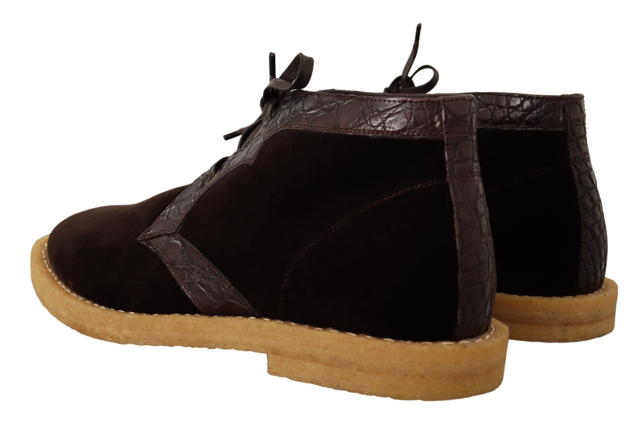 Dolce &amp; Gabbana Exotic leather boots in brown velvet