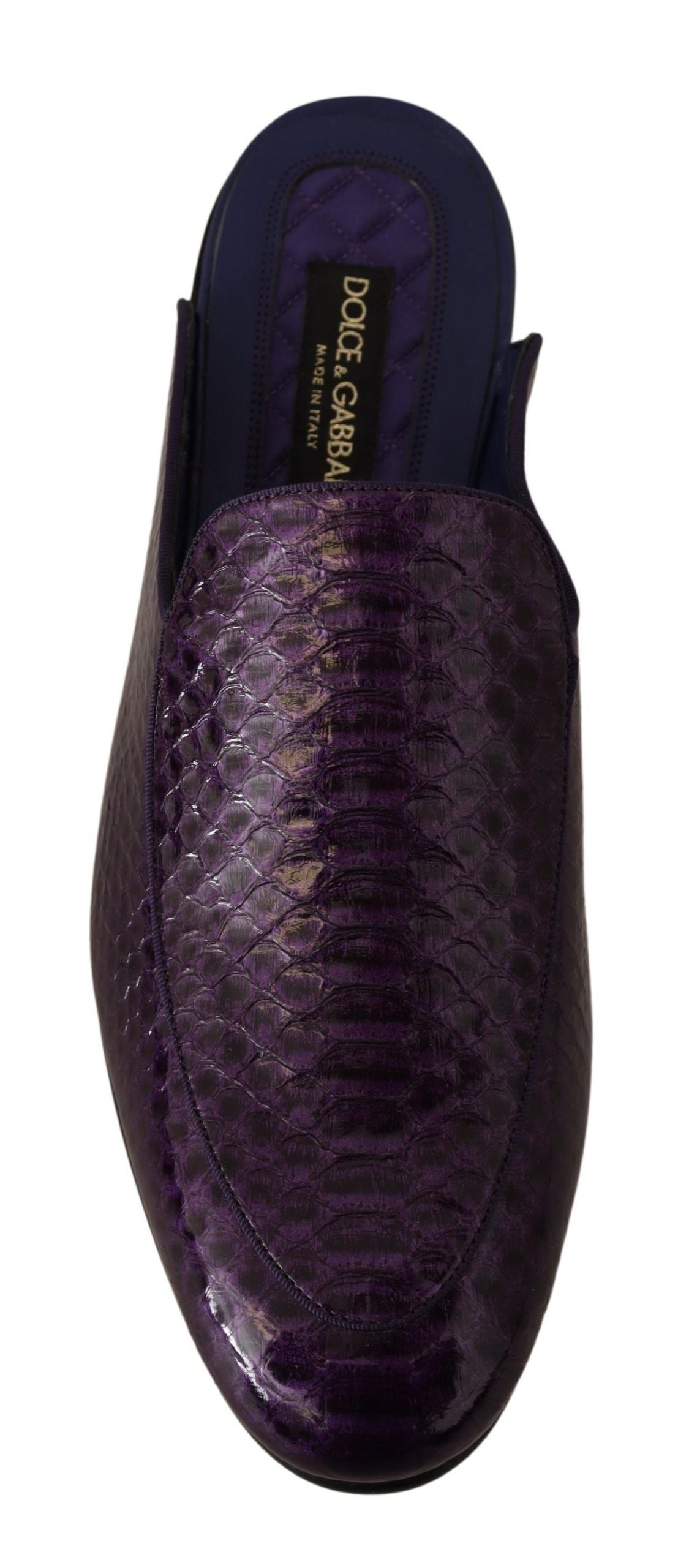 Dolce &amp; Gabbana Purple Exotic Leather Flats Mules Shoes