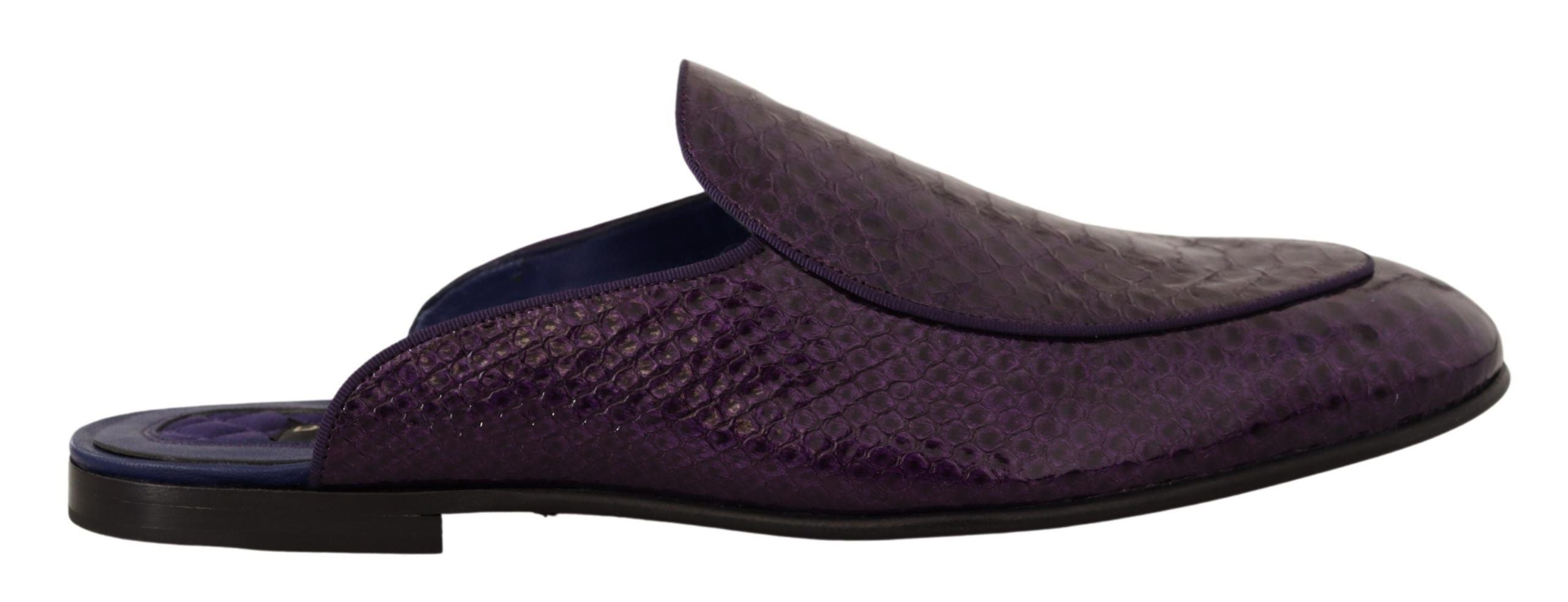 Dolce &amp; Gabbana Purple Exotic Leather Flats Mules Shoes