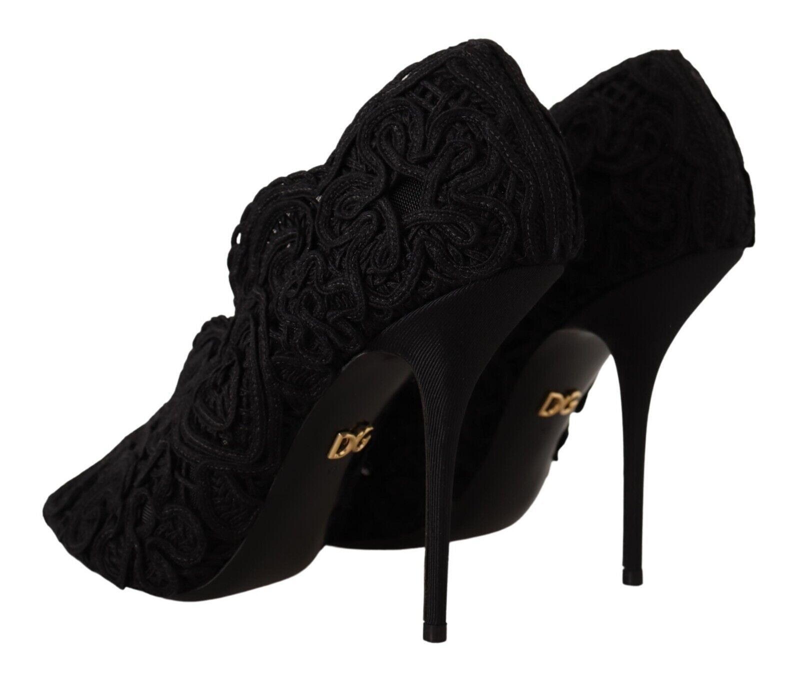 Dolce & Gabbana Schwarze Cordonetto Ricamo Pumps Offene Zehen Schuhe