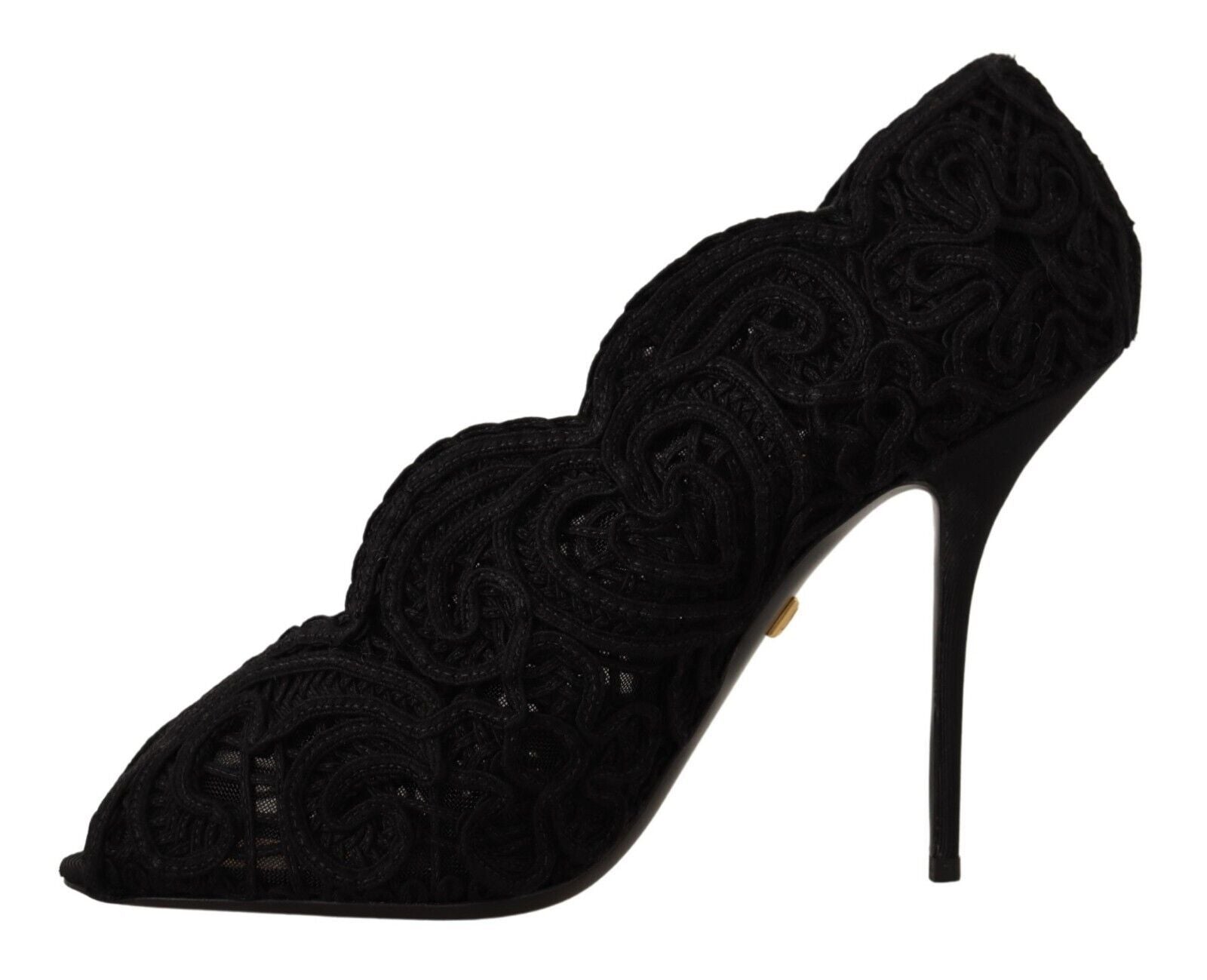 Dolce & Gabbana Schwarze Cordonetto Ricamo Pumps Offene Zehen Schuhe