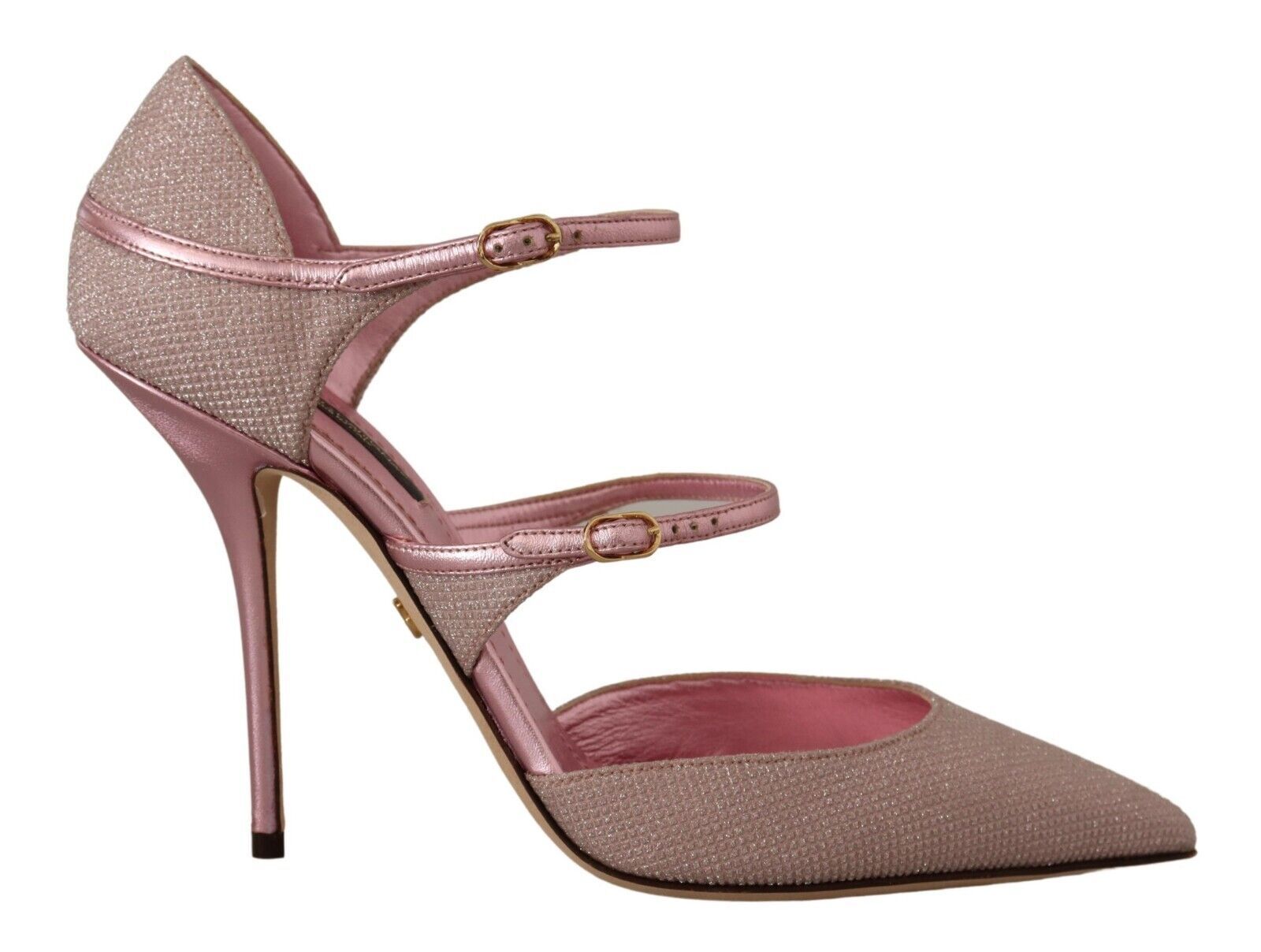 Dolce &amp; Gabbana Pink Glitter Strappy Sandals Mary Jane Shoes