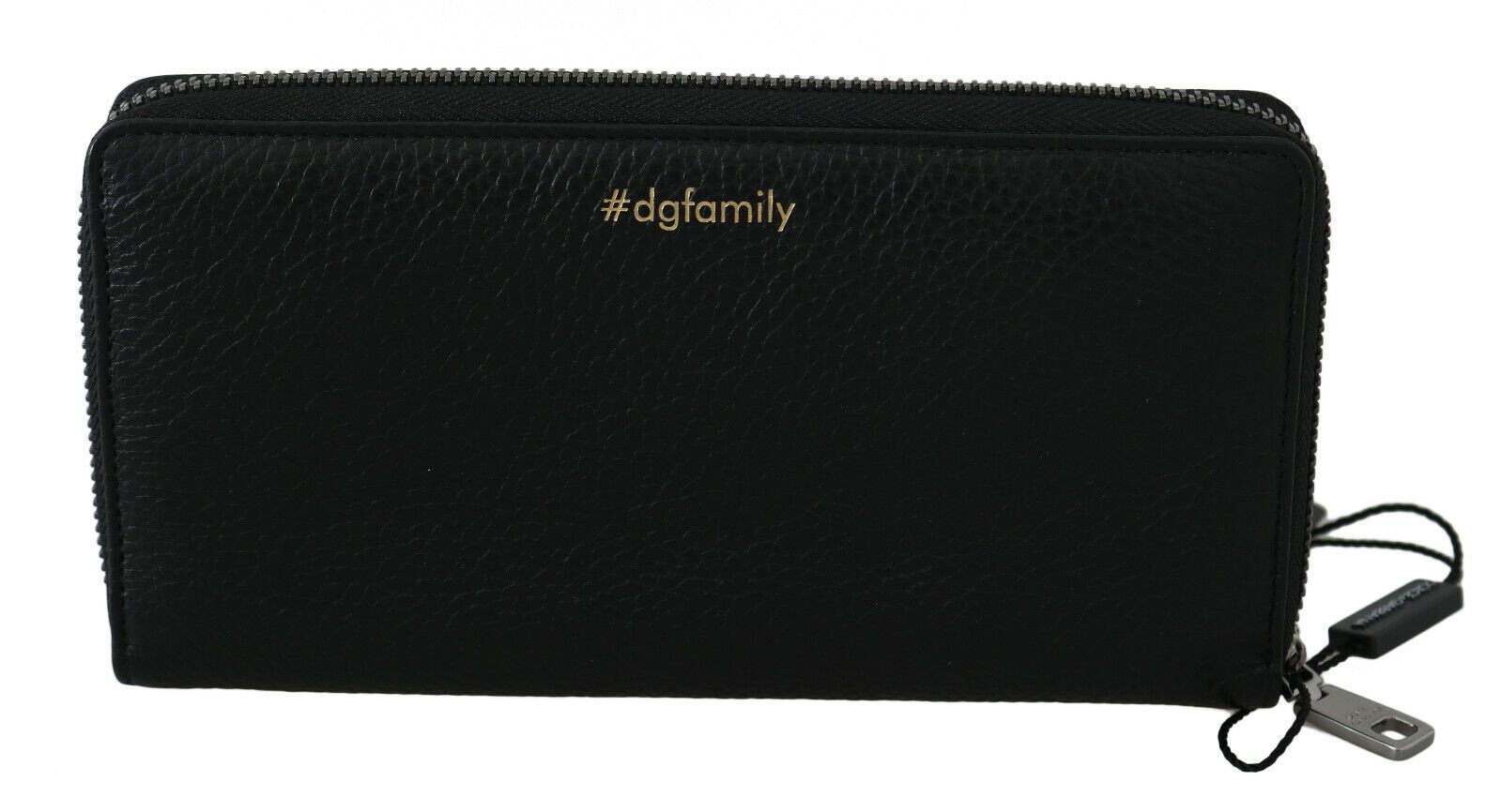 Dolce & Gabbana Schwarzes rotes Leder #DGFAMILY Zipper Continental Geldbörse