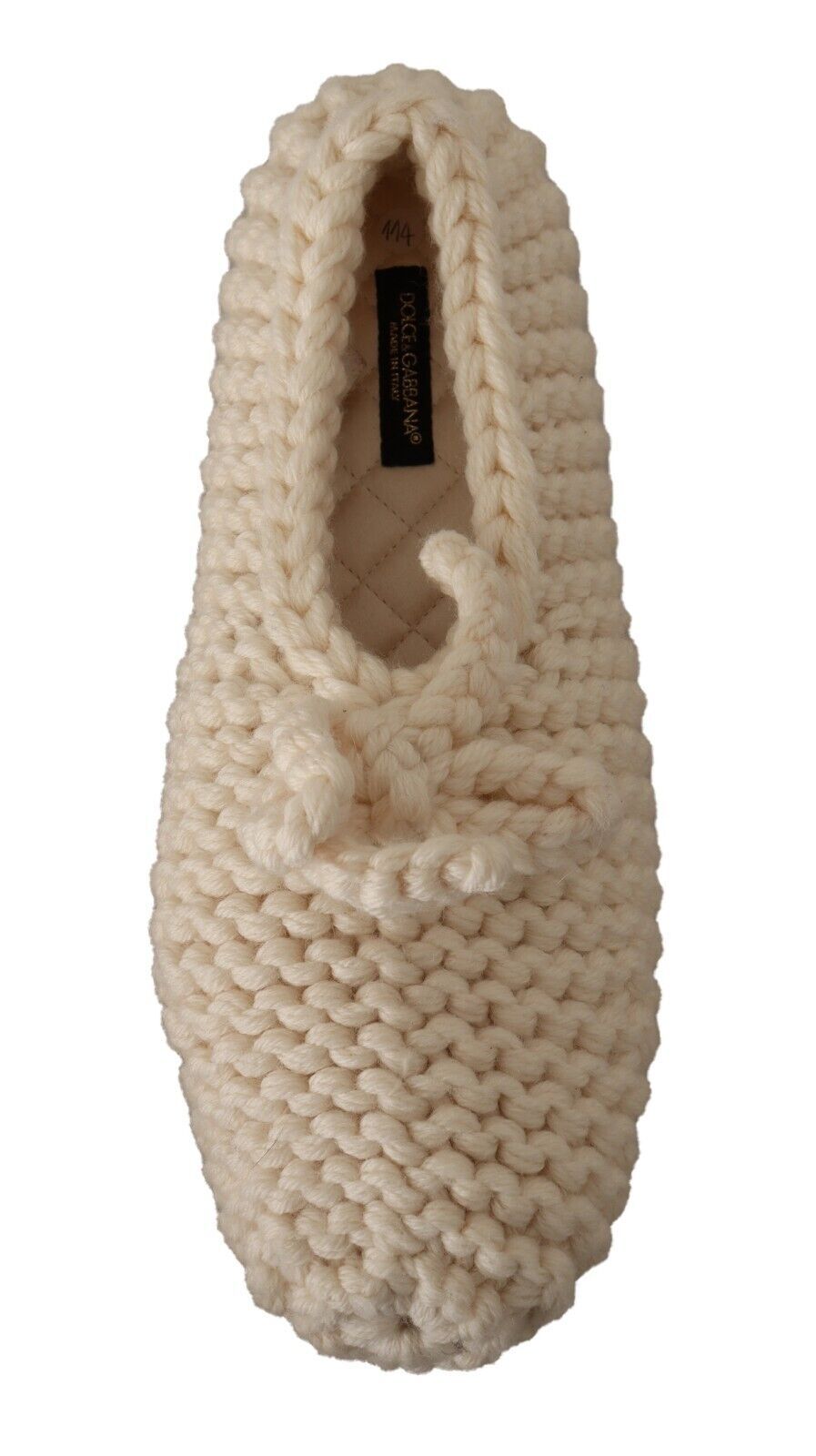 Dolce & Gabbana Weiß Slip On Ballerina Flats Wolle stricken Schuhe